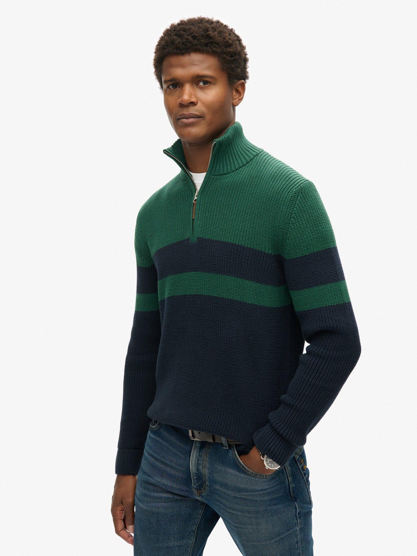 superdry-original-cotton-stripe-quarter-zip-sweat-top-green