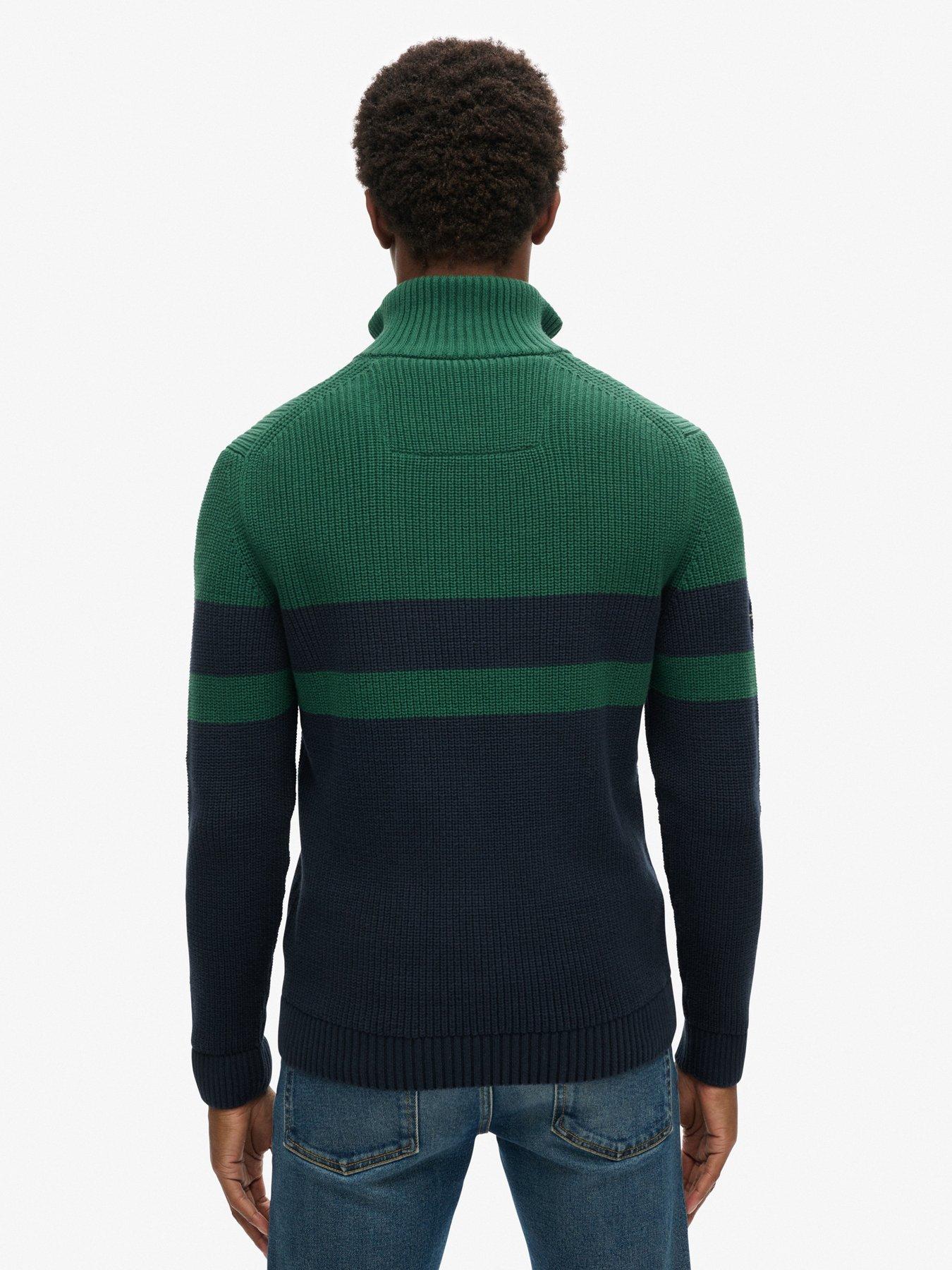 superdry-superdry-original-cotton-stripe-quarter-zip-sweat-top-greenstillFront