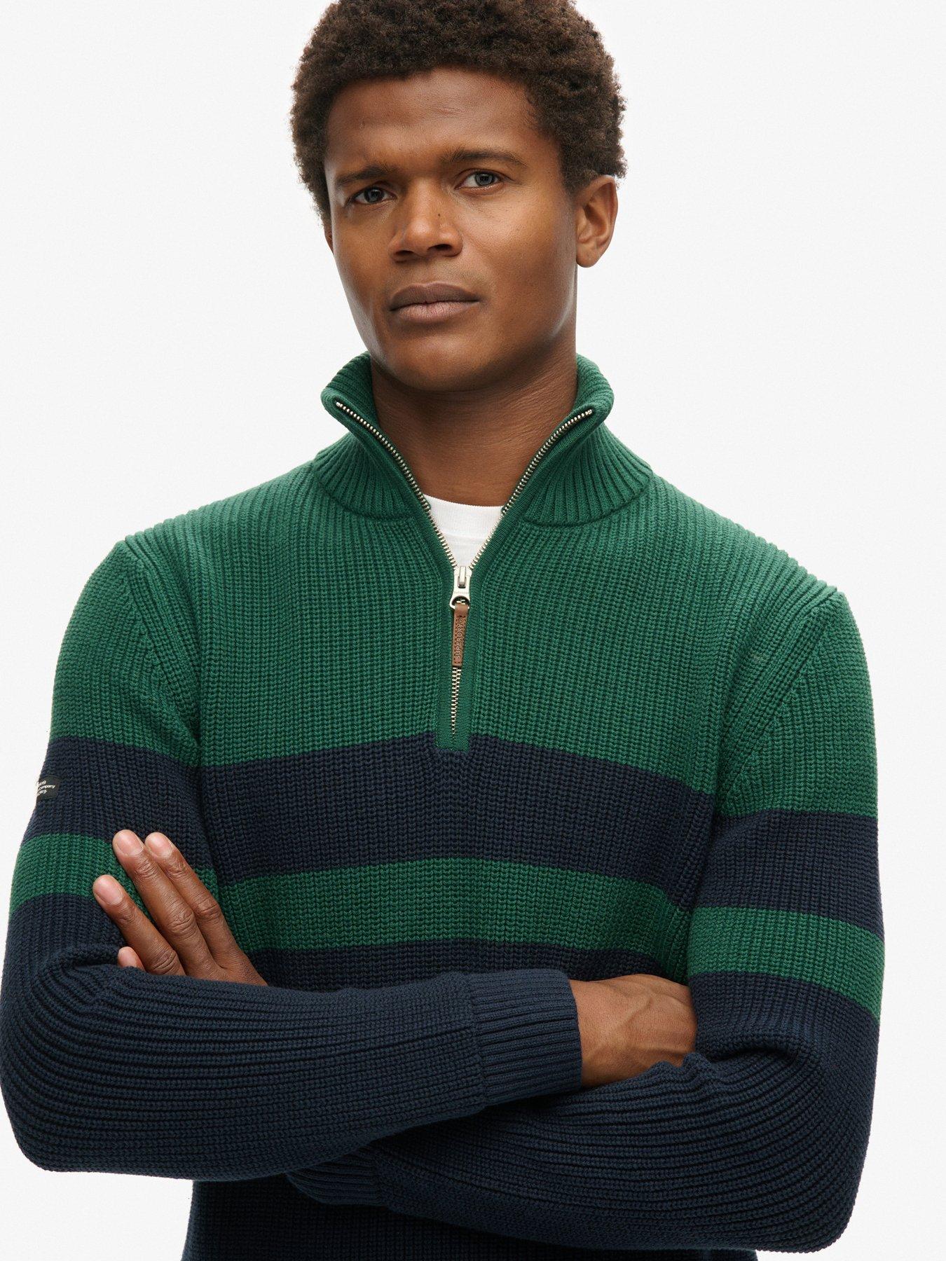 superdry-superdry-original-cotton-stripe-quarter-zip-sweat-top-greenoutfit