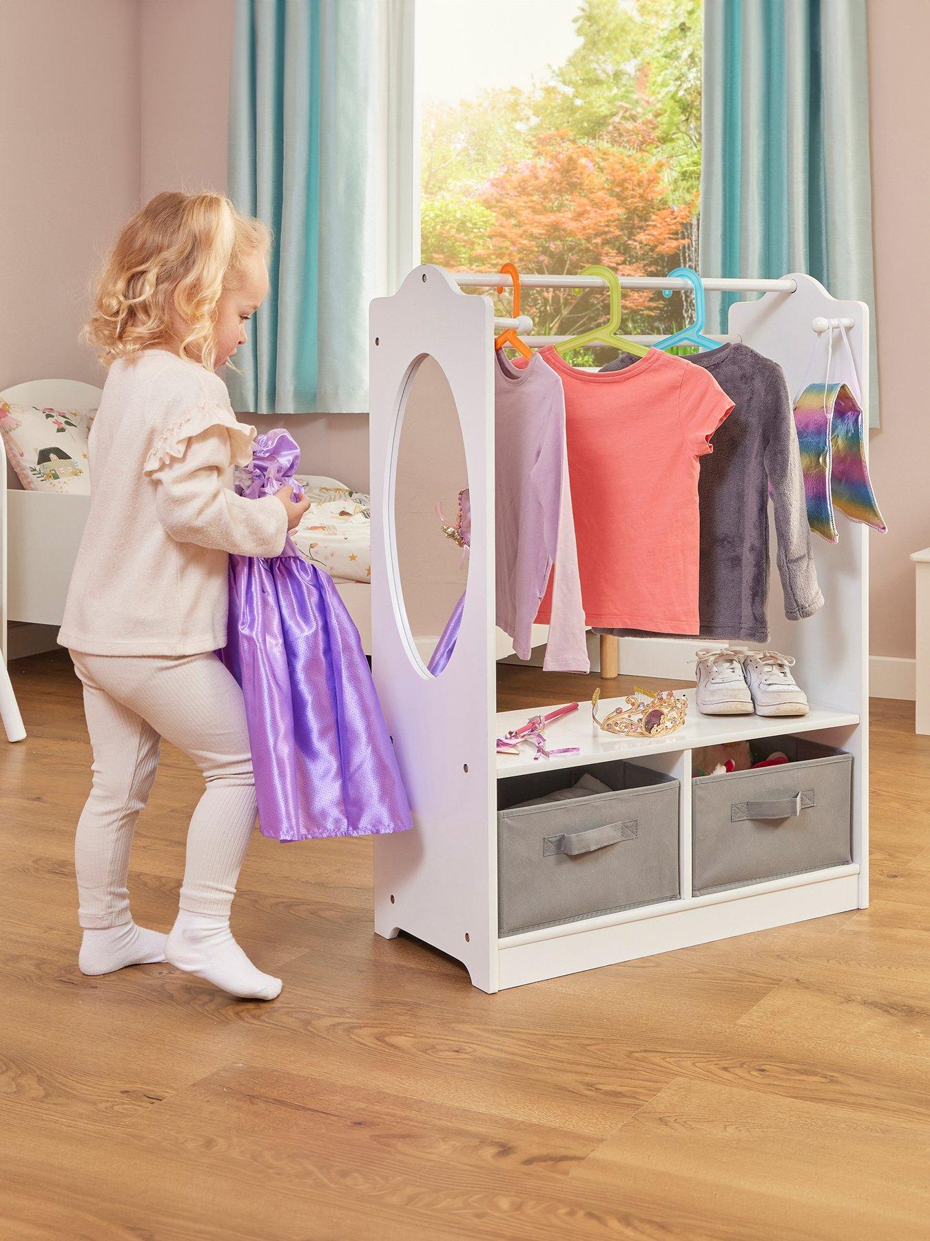 Image of Liberty House White Wooden Dress Up unit with Grey Storage bins