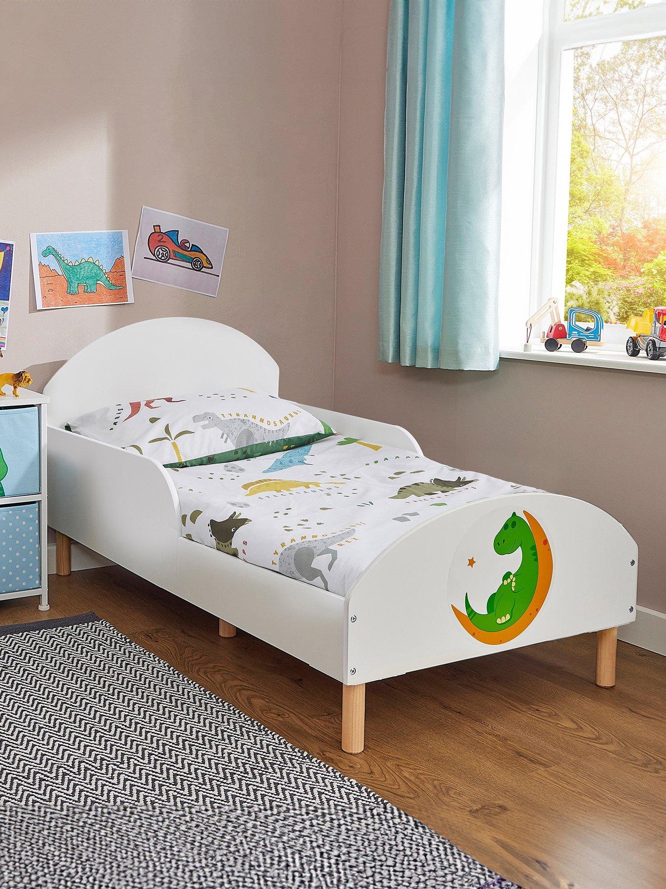 liberty-house-white-toddler-bed-with-dinosaur-decaloutfit