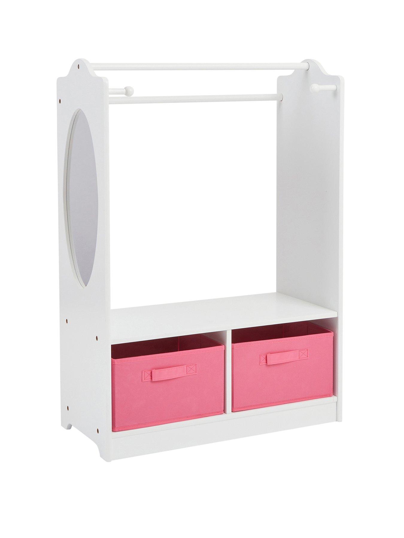 liberty-house-white-wooden-dress-up-unit-with-pink-storage-binsstillFront