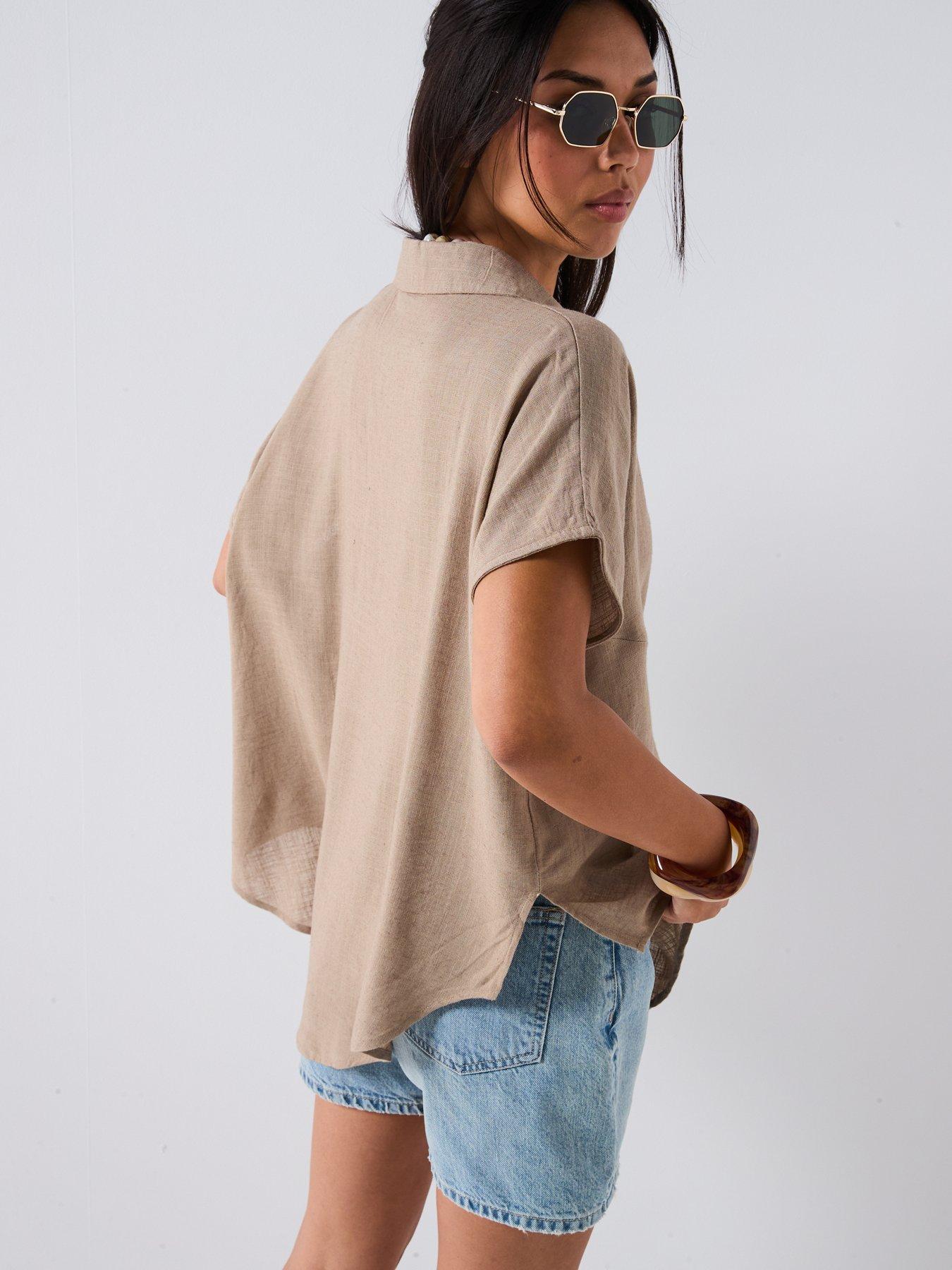 v-by-very-tie-front-blouse-brownstillFront