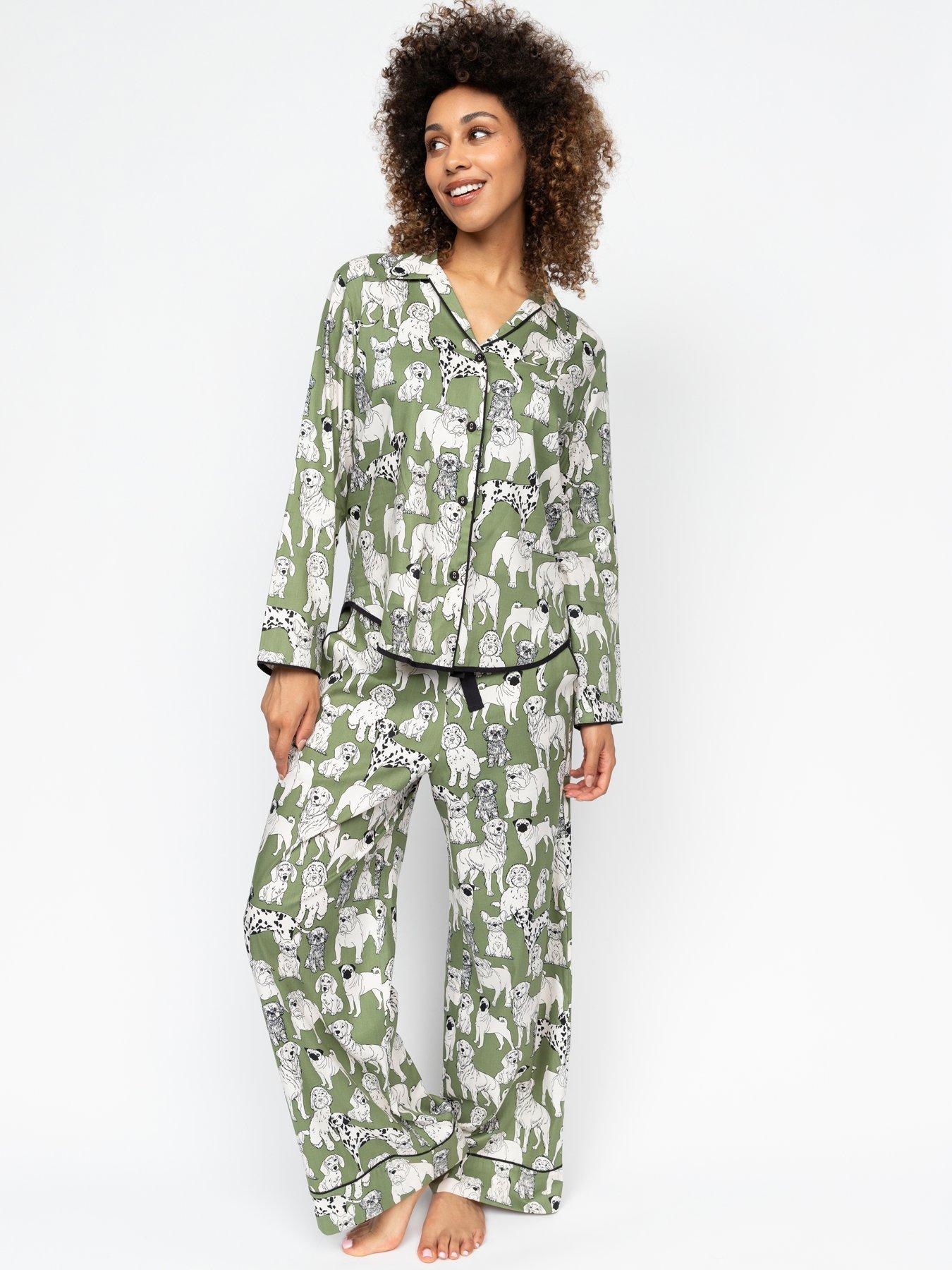 cyberjammies-nancy-sage-green-dog-print-lslv-pyjama-set