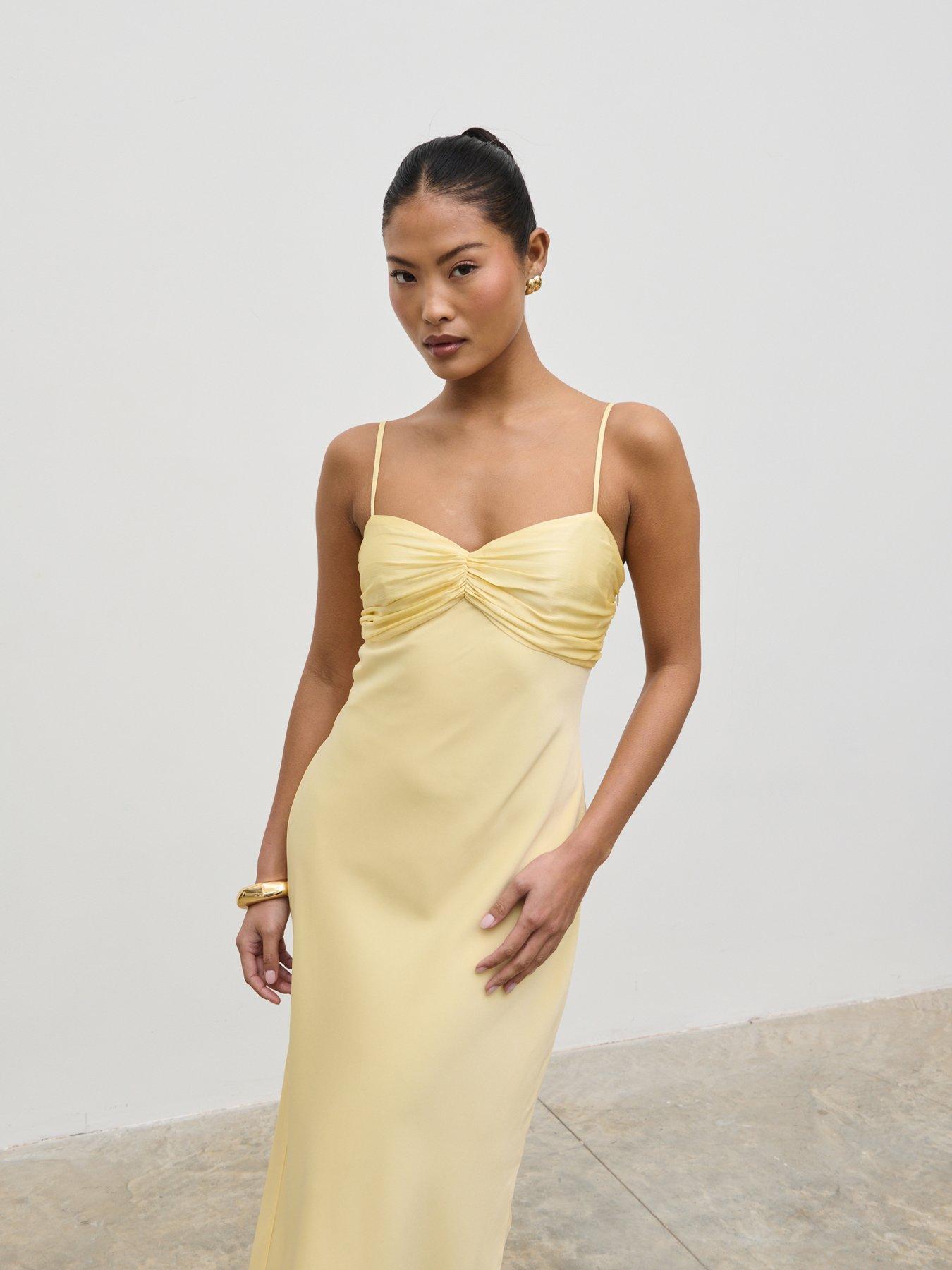 Image of Pretty Lavish Joely Contrast Midaxi Dress - Lemon