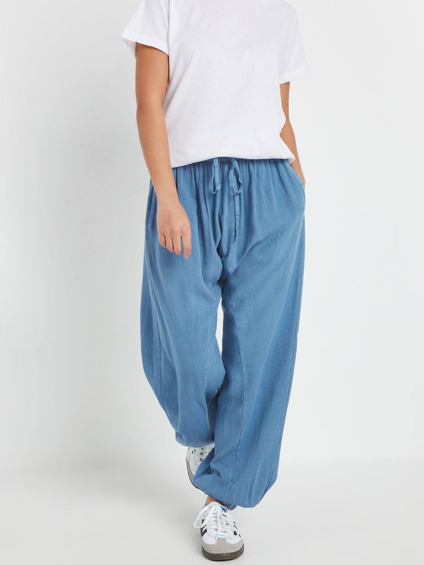 pixiegirl-petite-seam-detail-cuff-trouser-blue