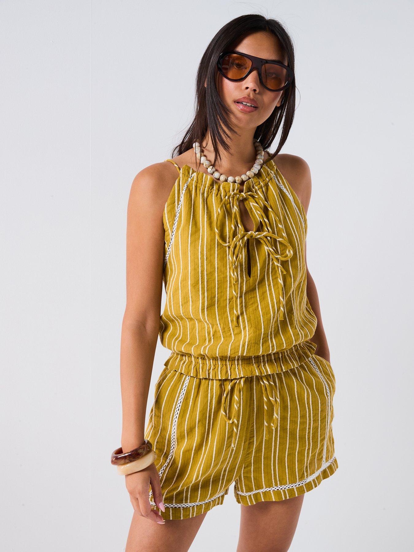 Image 6 of 6 of V by Very Stripe Short Co-Ord - Brown