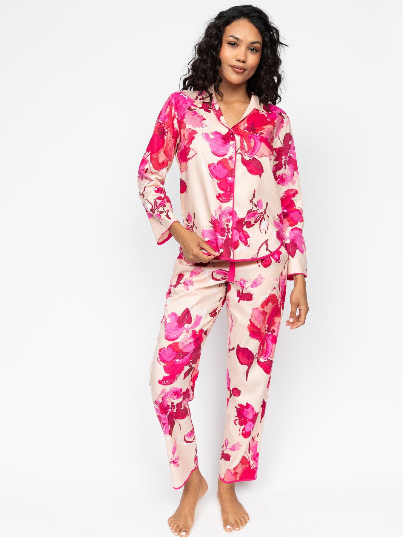 undefined Cyberjammies Aria Peach Floral Print L/slv Pyjama Set