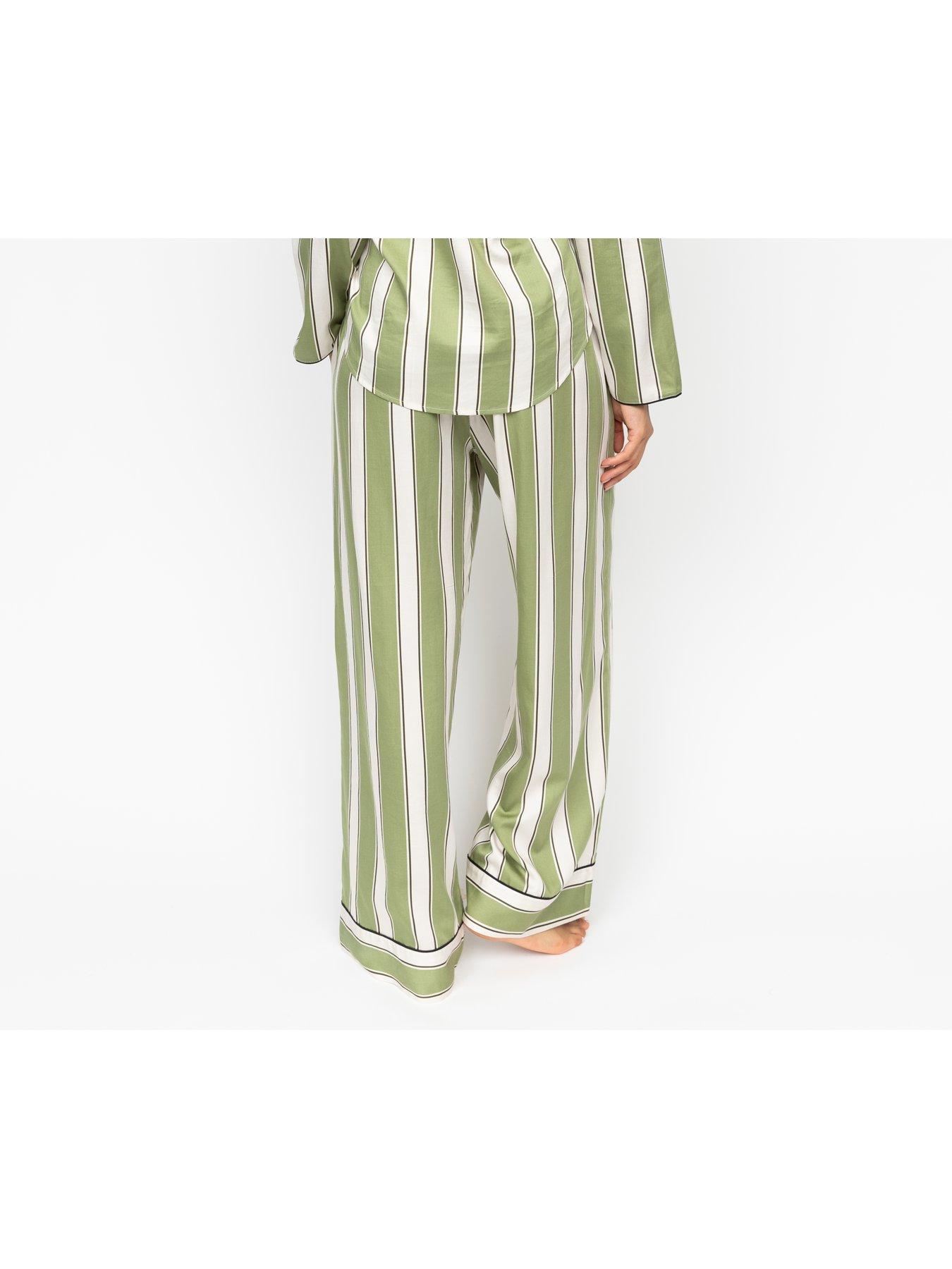 cyberjammies-nancy-sage-green-printed-stripe-wide-leg-pyjama-bottomsstillFront