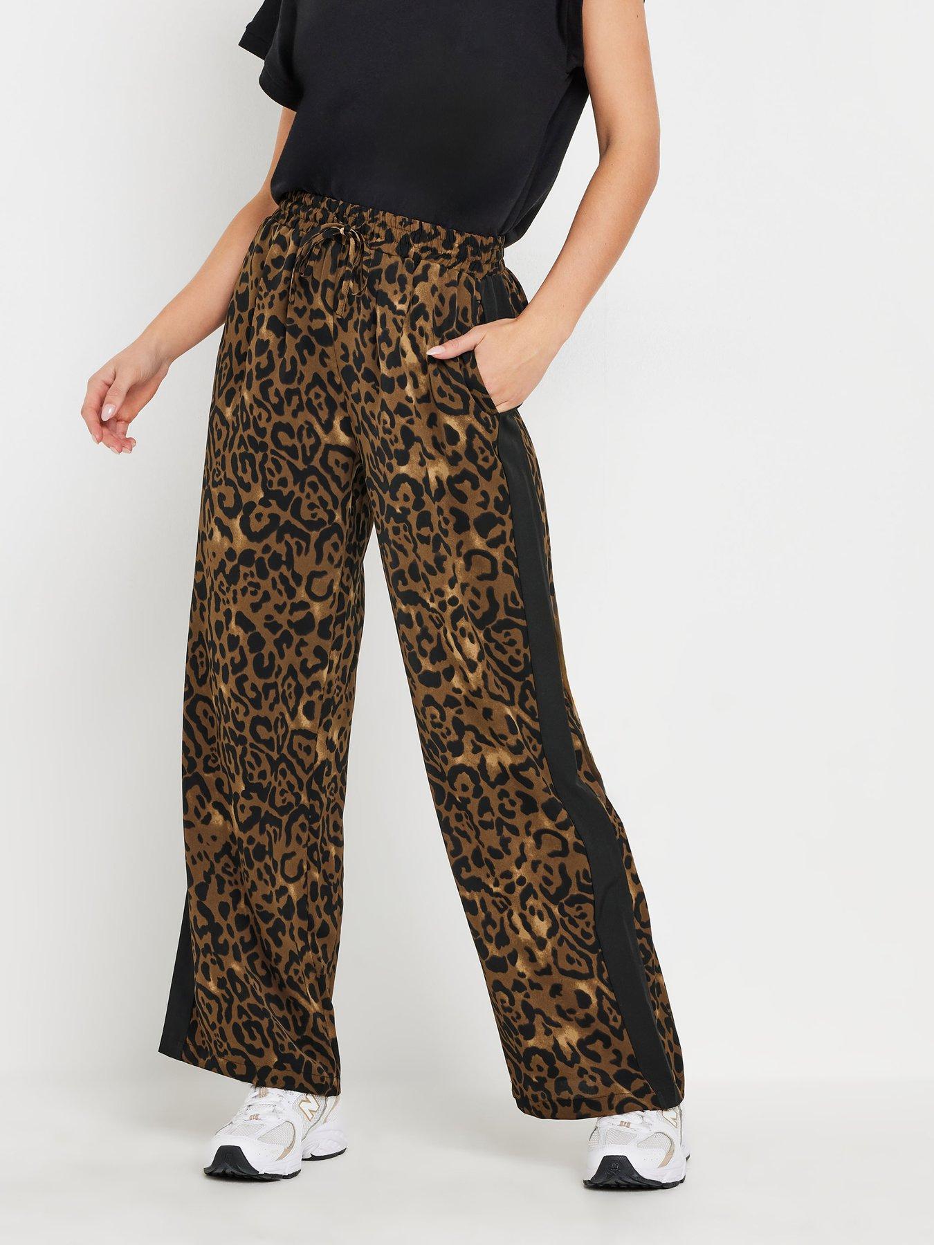 Image 1 of 4 of PixieGirl Petite Side Stripe Wide Leg Trousers - Brown