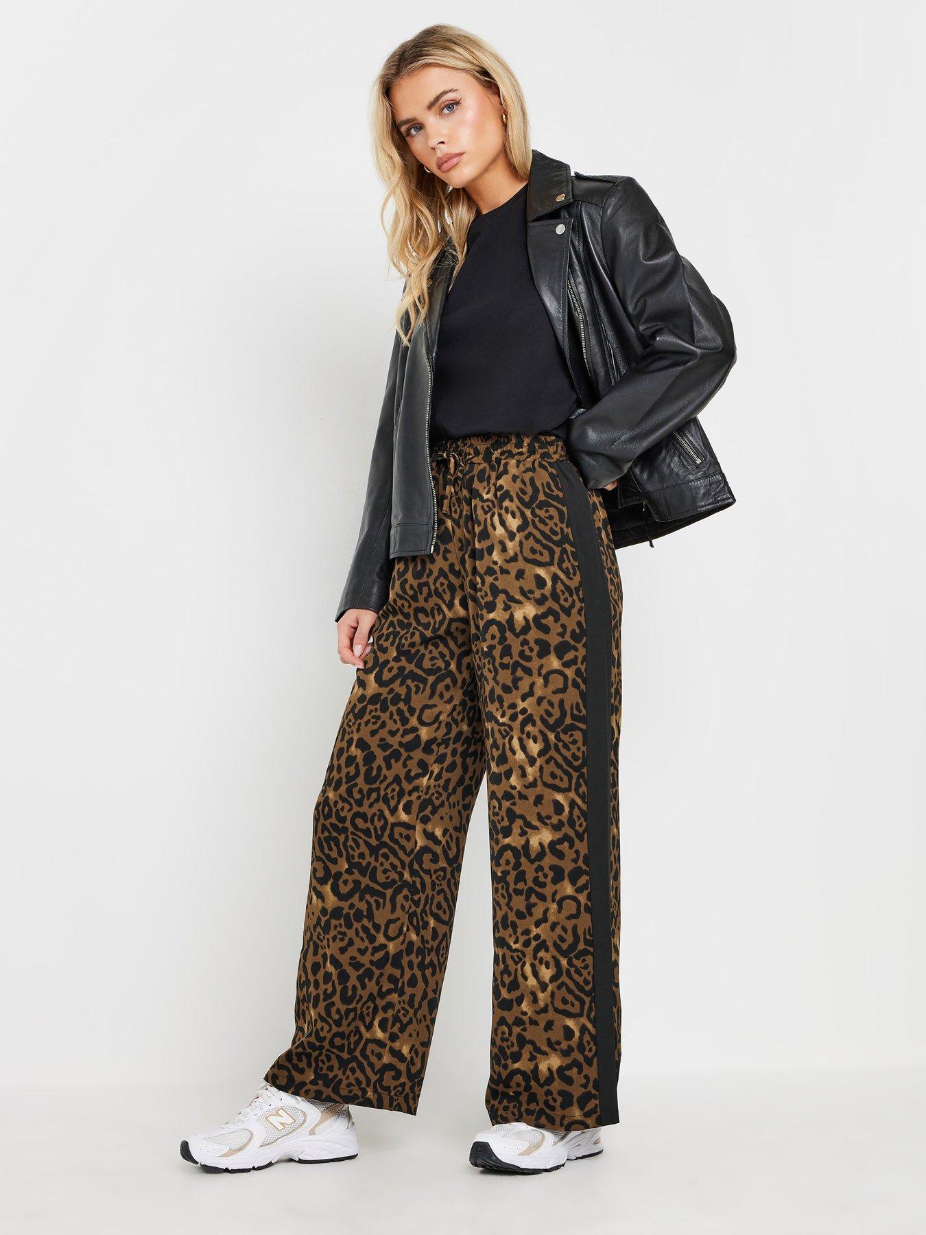 Image 3 of 4 of PixieGirl Petite Side Stripe Wide Leg Trousers - Brown