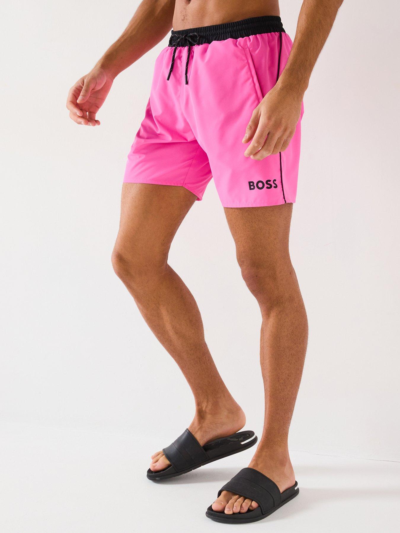 Image 1 of 6 of BOSS Starfish Swim Shorts - Bright Pink