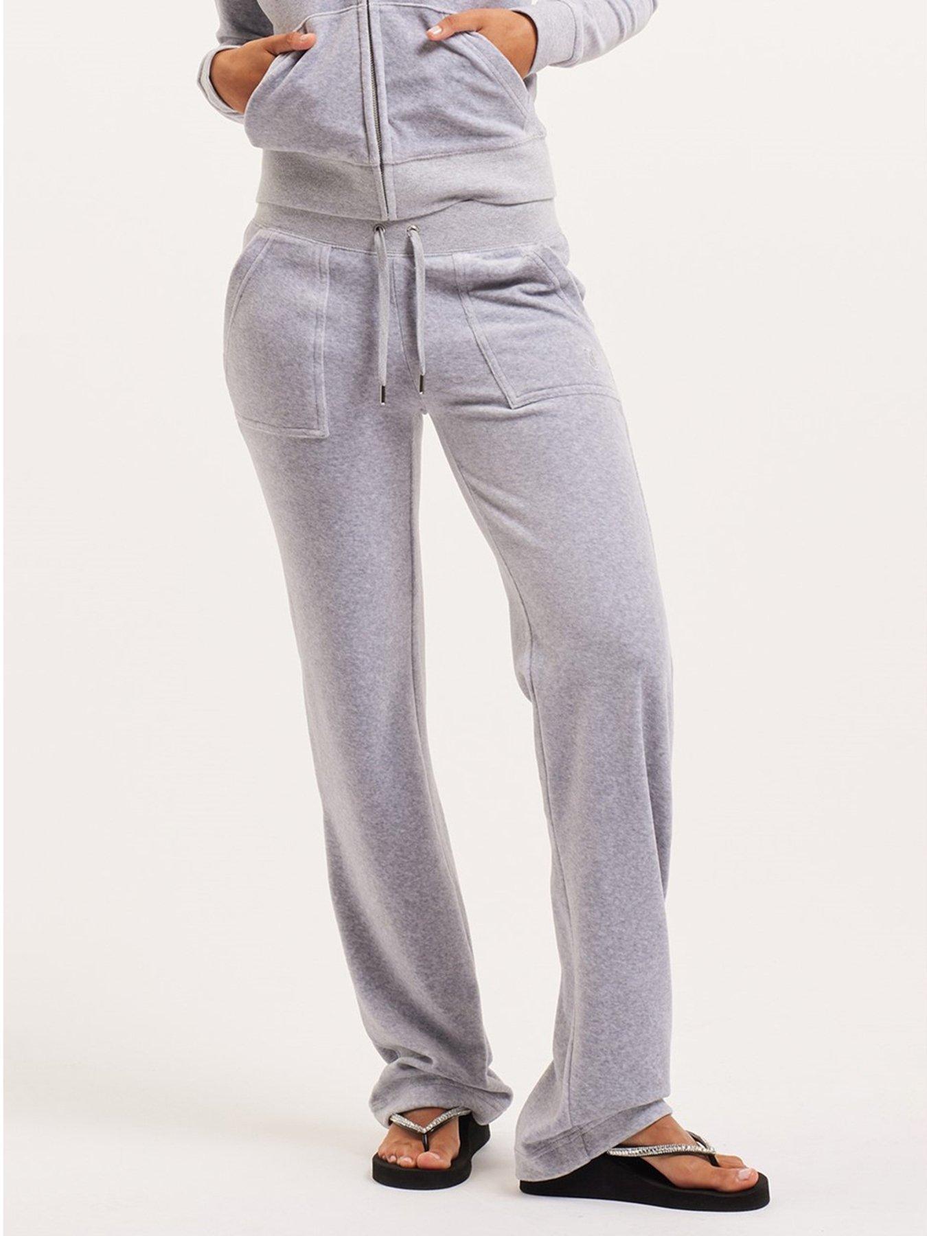 undefined Classic Velour Midi Rise Pocketed Trackpant - Silver
