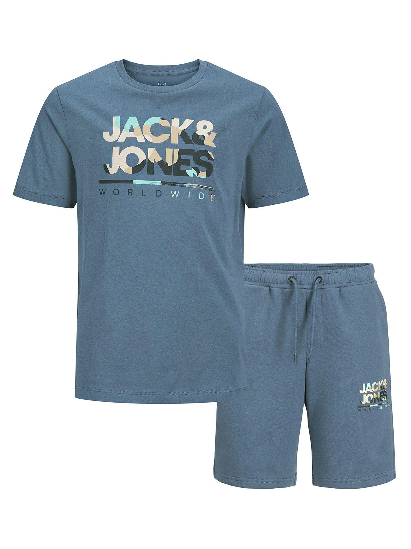 Jack & Jones Junior Boys Luke T-Shirt And Shorts Set - Oceanview - Blue