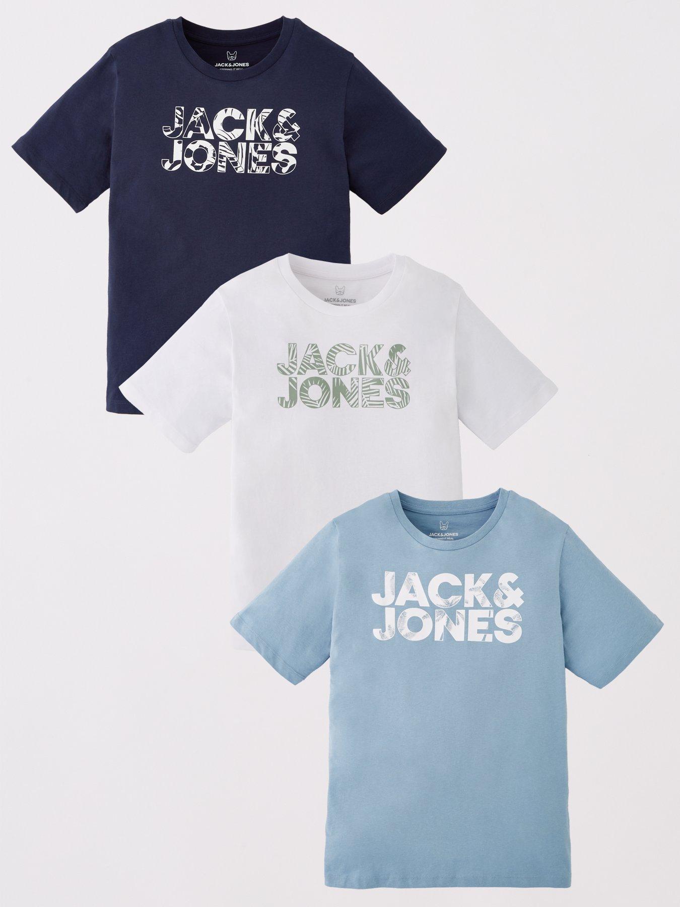Image of Jack & Jones Junior Boys 3 Pack Floral Brand T-Shirts - Multi