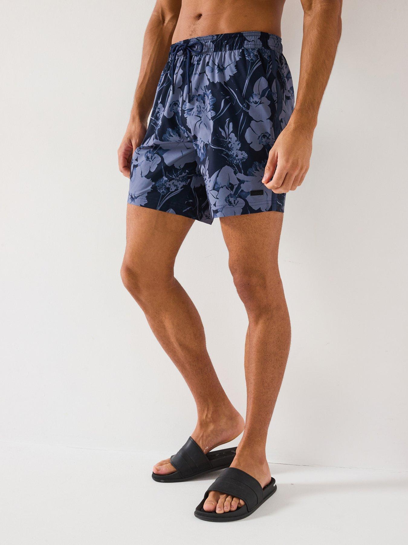 Image 1 of 6 of BOSS Alain Printed Swim Shorts - Navy