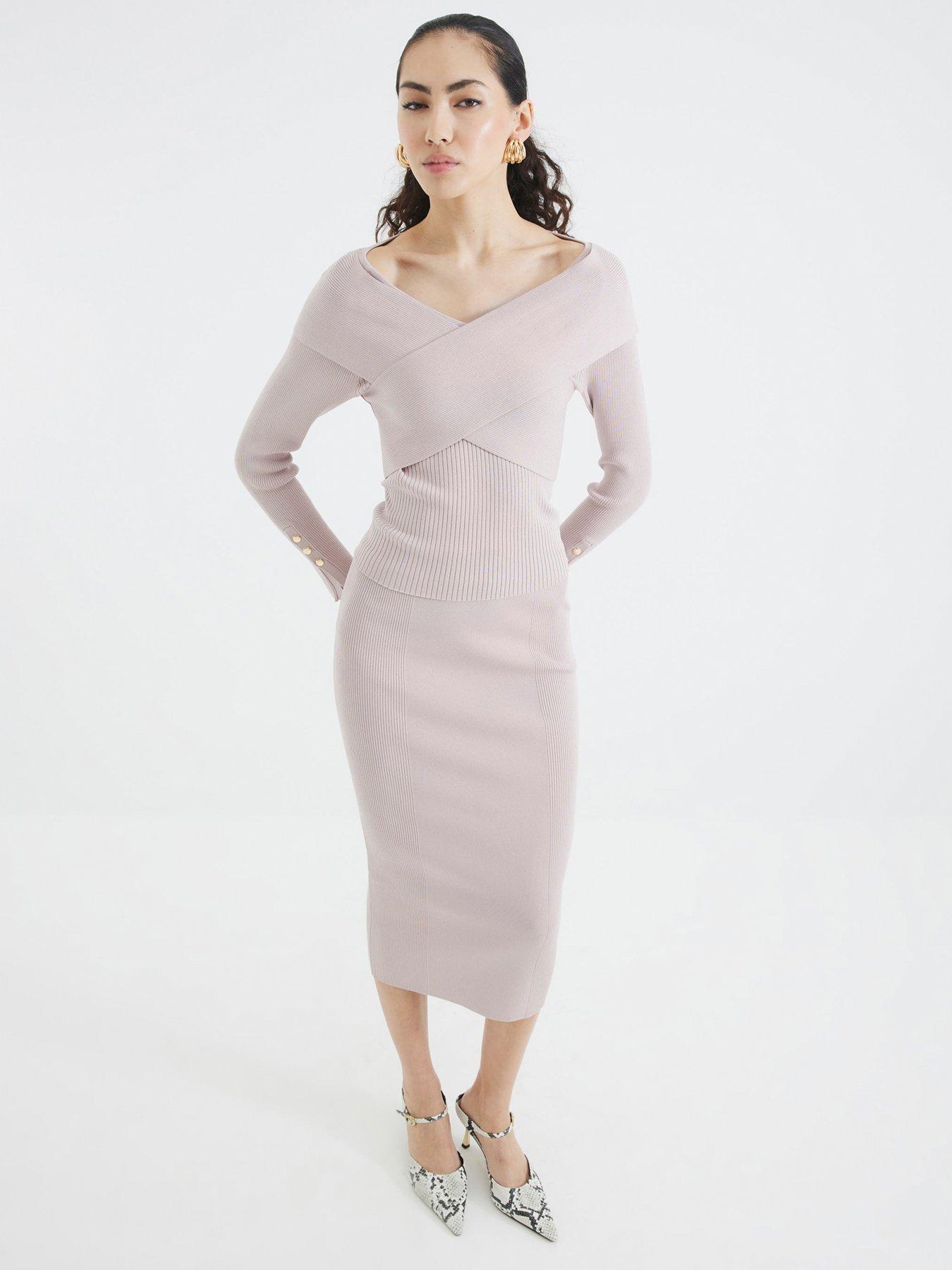 River Island Wrap Bodyfit Top - Light Beige