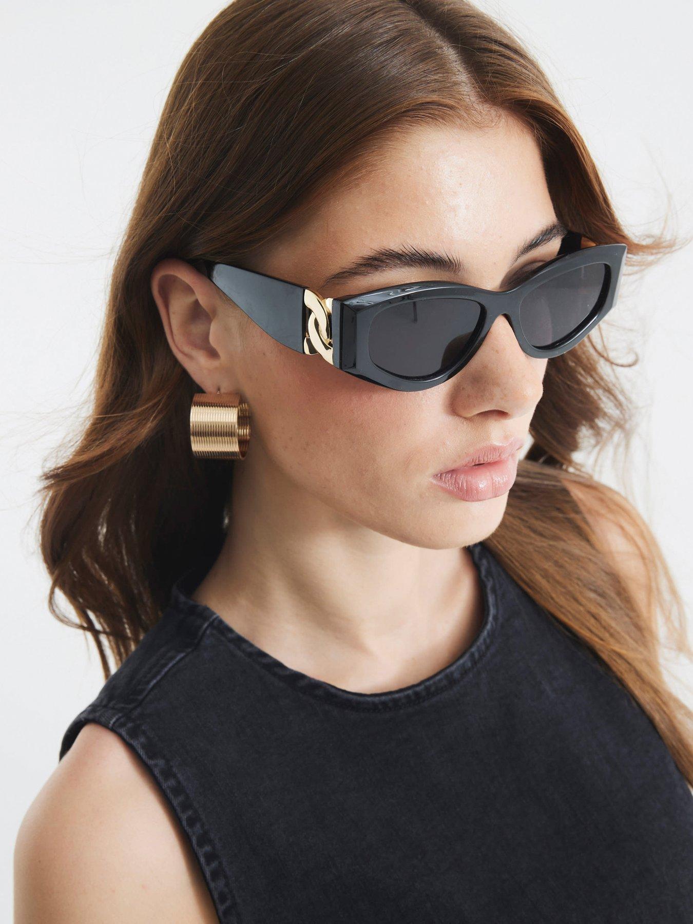 undefined Cat Eye Chain Sunglasses - Black