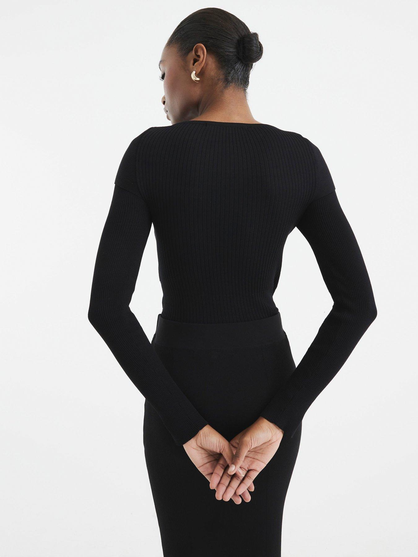 Image 2 of 4 of River Island Wrap Bodyfit Top - Black