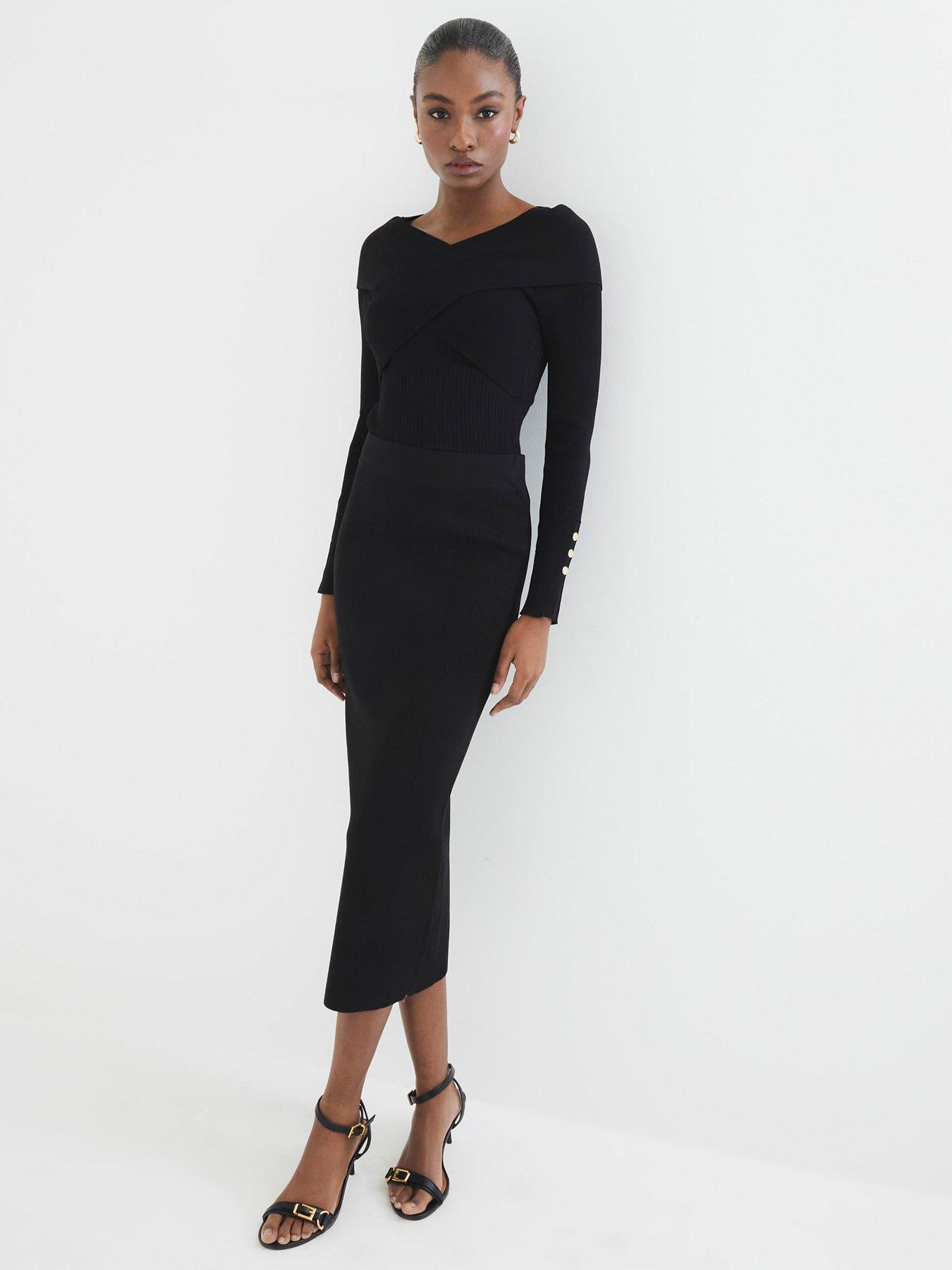 Image 3 of 4 of River Island Wrap Bodyfit Top - Black