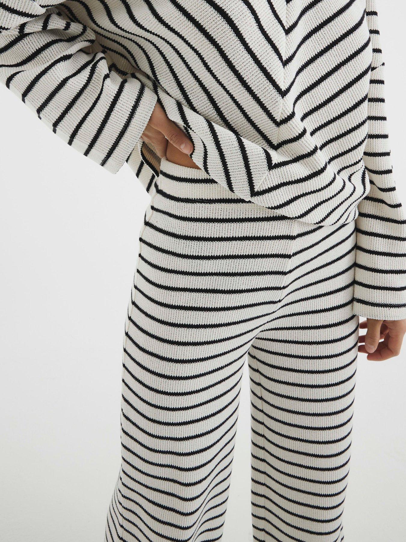Image 2 of 5 of River Island Stripe Textured Trouser - Cream