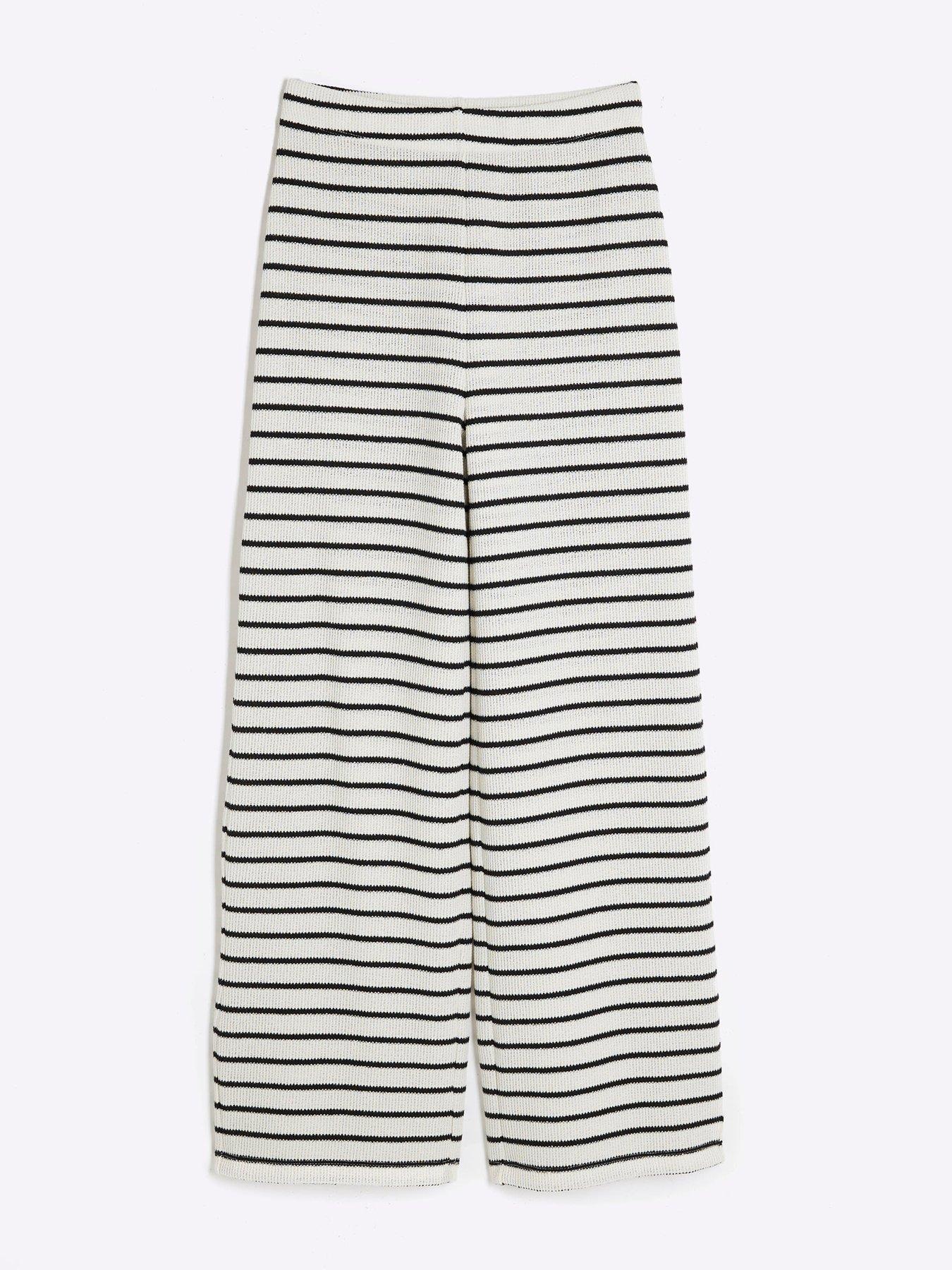 Image 4 of 5 of River Island Stripe Textured Trouser - Cream