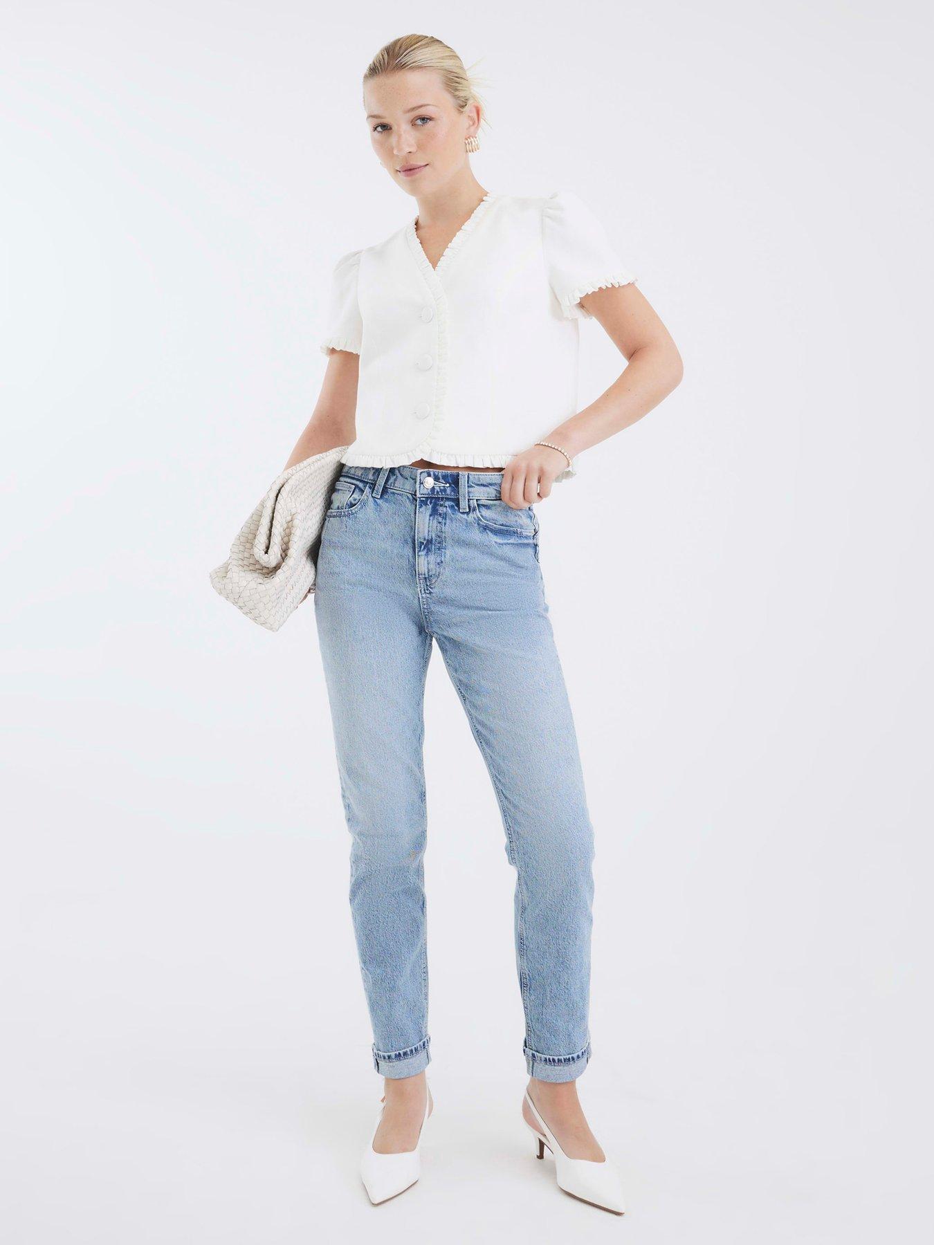 Image 1 of 4 of River Island Mom Sculpt Jeans - Blue