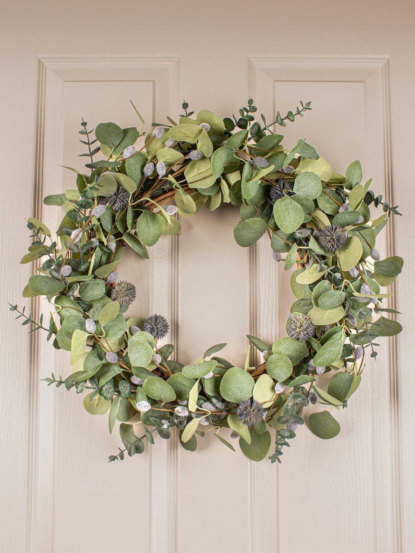 undefined 52cm Artificial Eucalyptus & Pussy Willow Wreath
