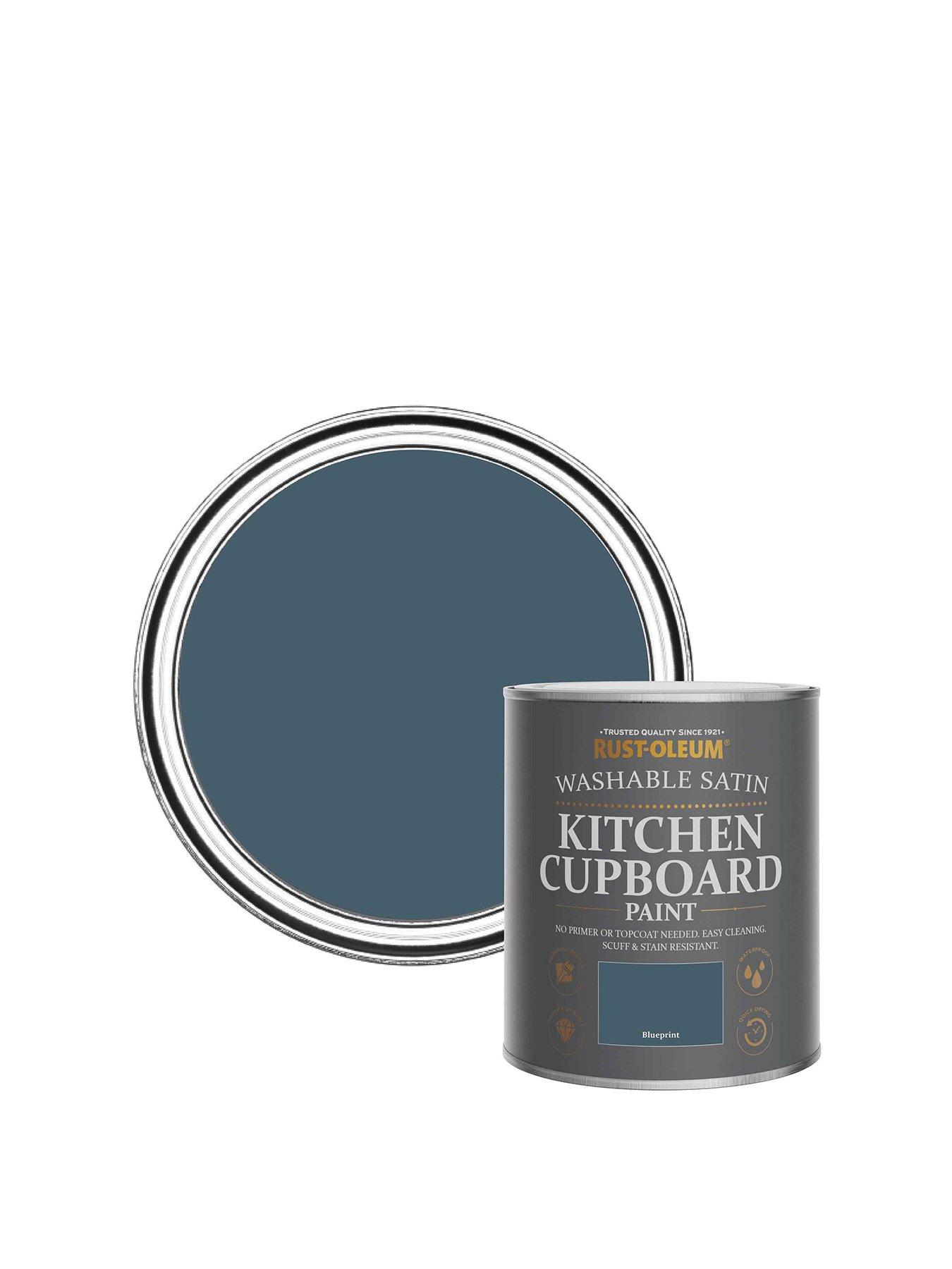 undefined Washable Satin Finish Kitchen Cupboard Paint in Blueprint