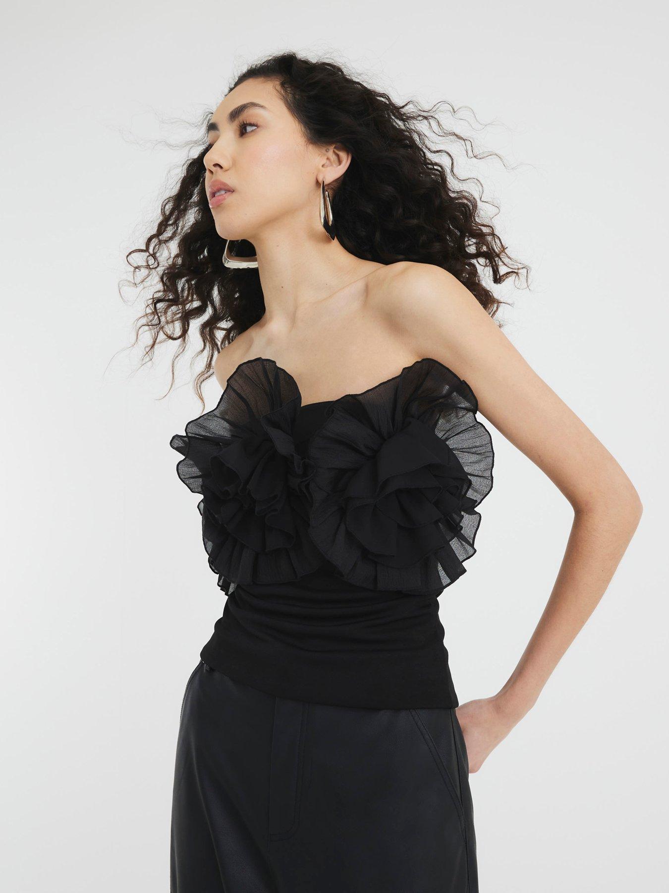 river-island-3d-floral-trim-bandeau-black