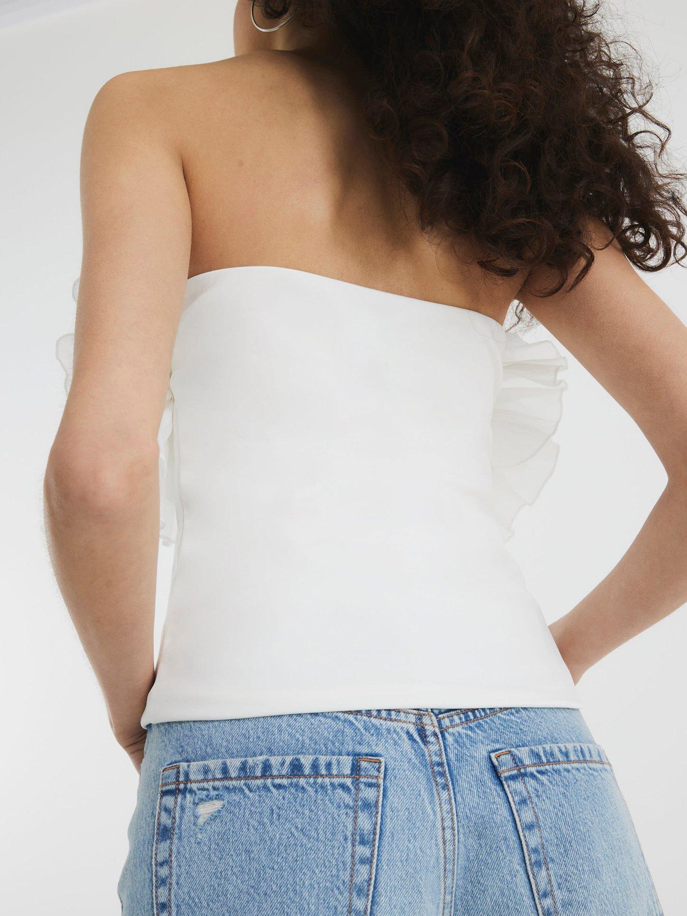 Image 2 of 6 of River Island 3D Floral Trim Bandeau - Cream