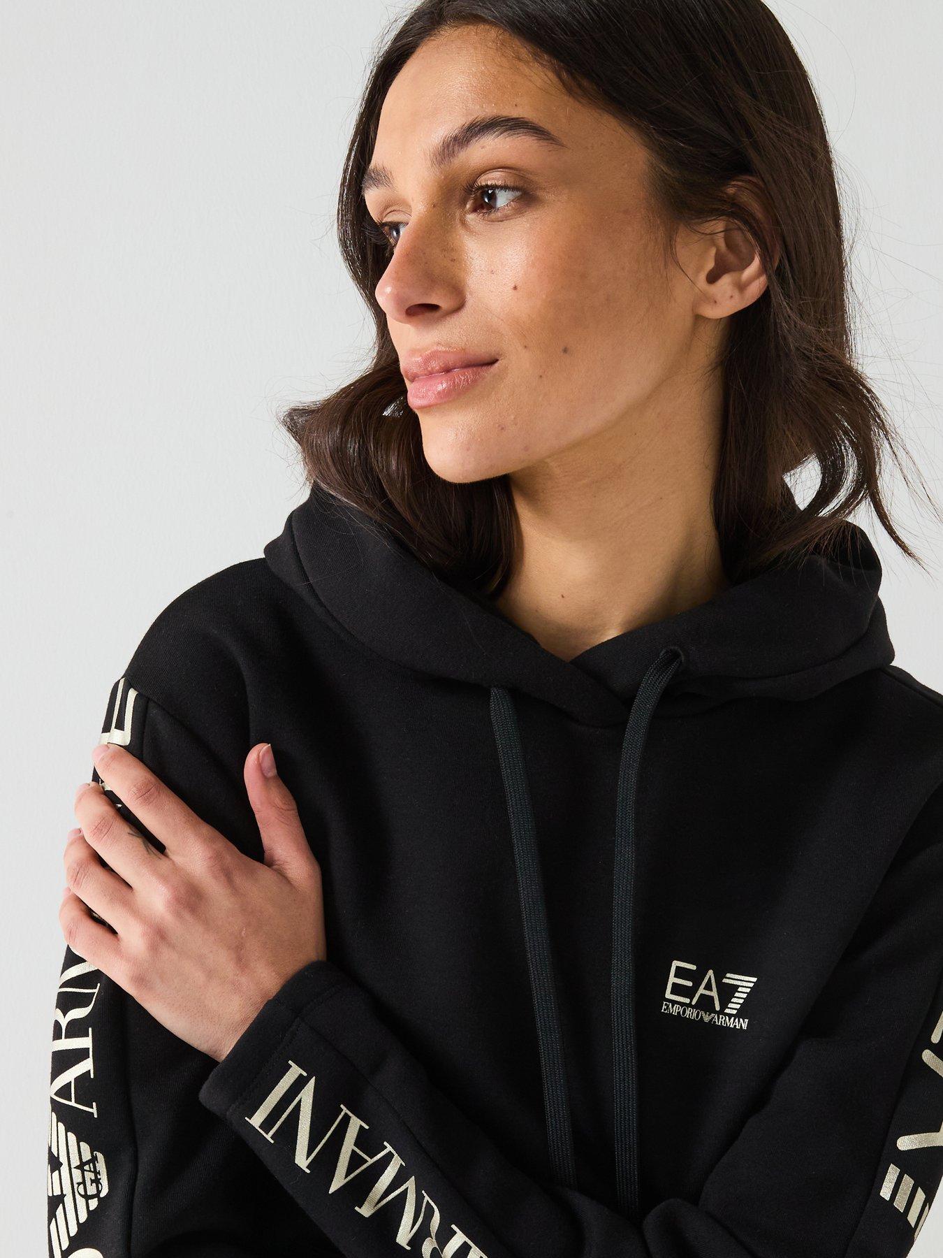 Image 4 of 6 of EA7 Emporio Armani Train Extended Logo Overhead Hoody and Jogger Tracksuit - Black/Gold