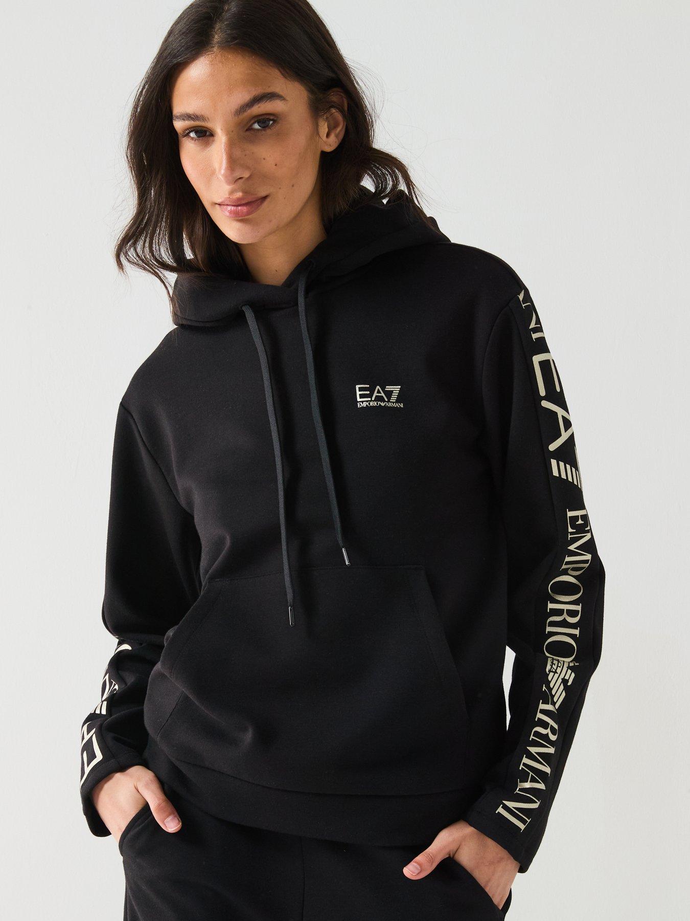 Image 6 of 6 of EA7 Emporio Armani Train Extended Logo Overhead Hoody and Jogger Tracksuit - Black/Gold