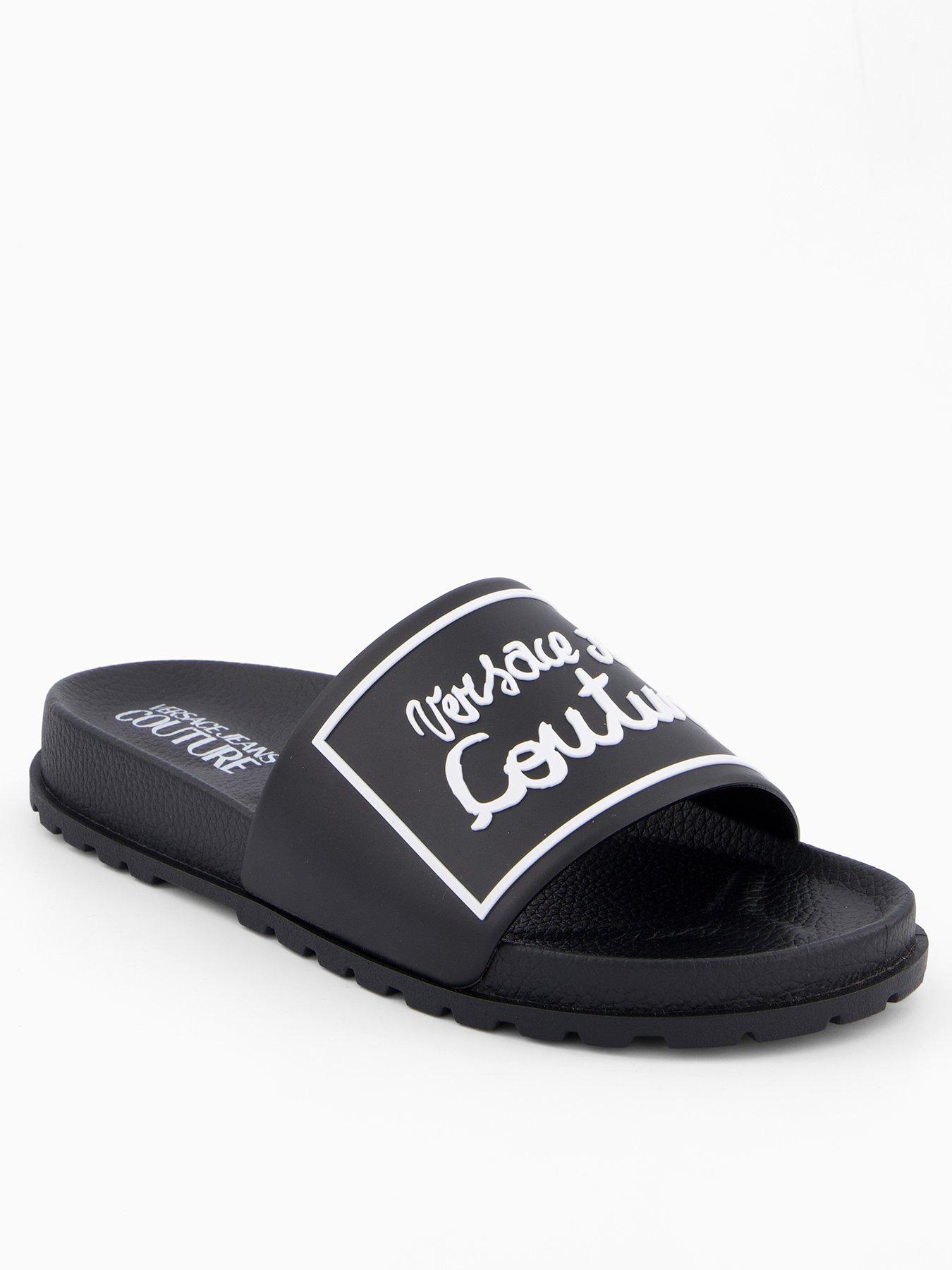 Image 1 of 6 of Versace Jeans Couture Script Logo Slider - Black