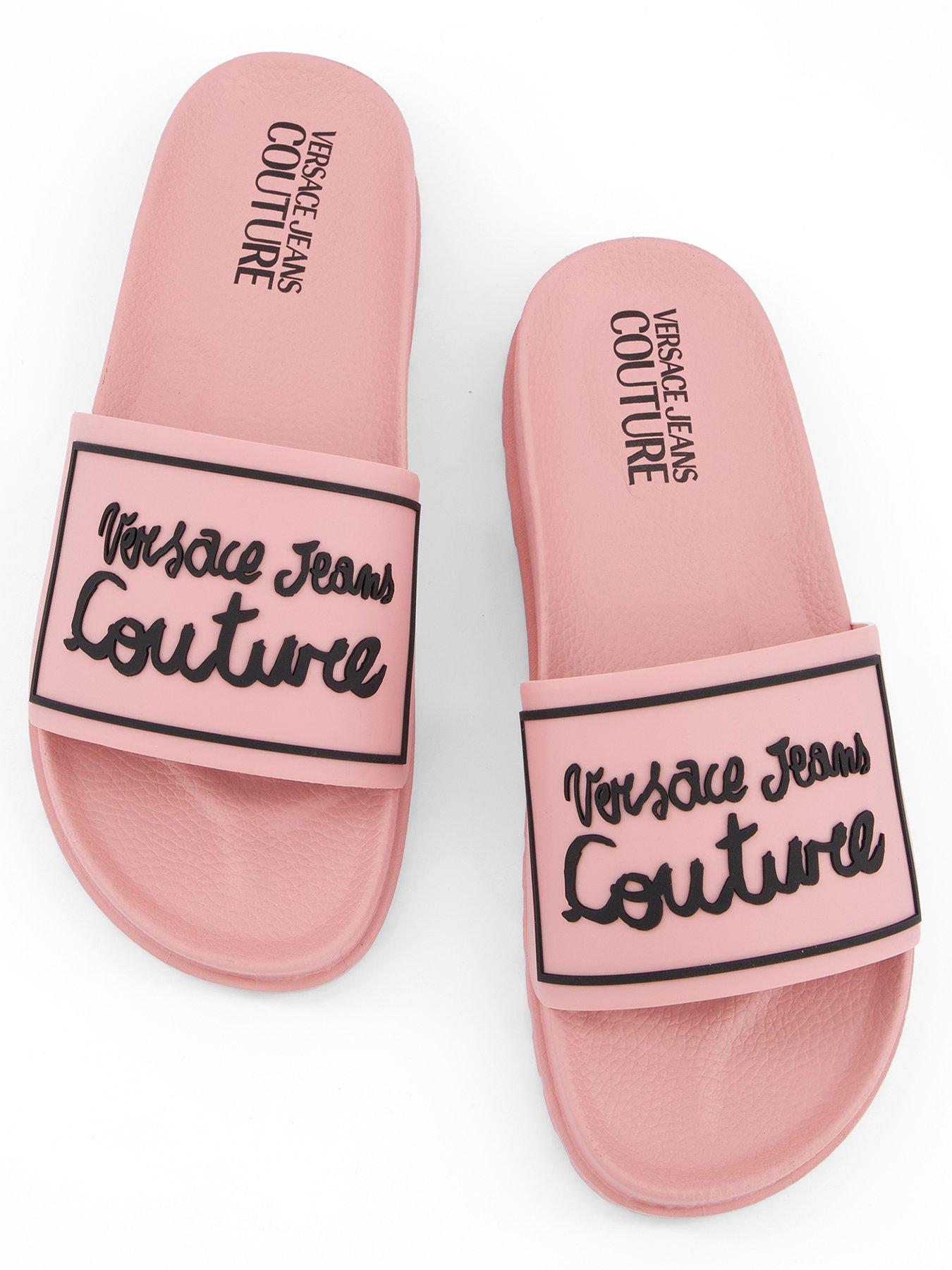Image 3 of 6 of Versace Jeans Couture Script Logo Sliders - Pink