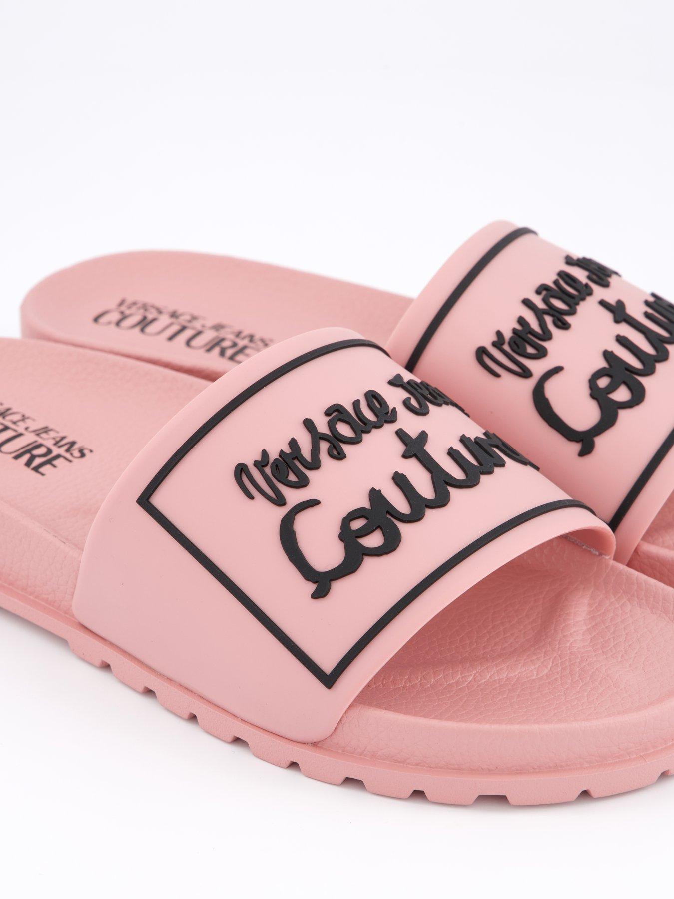 Image 5 of 6 of Versace Jeans Couture Script Logo Sliders - Pink