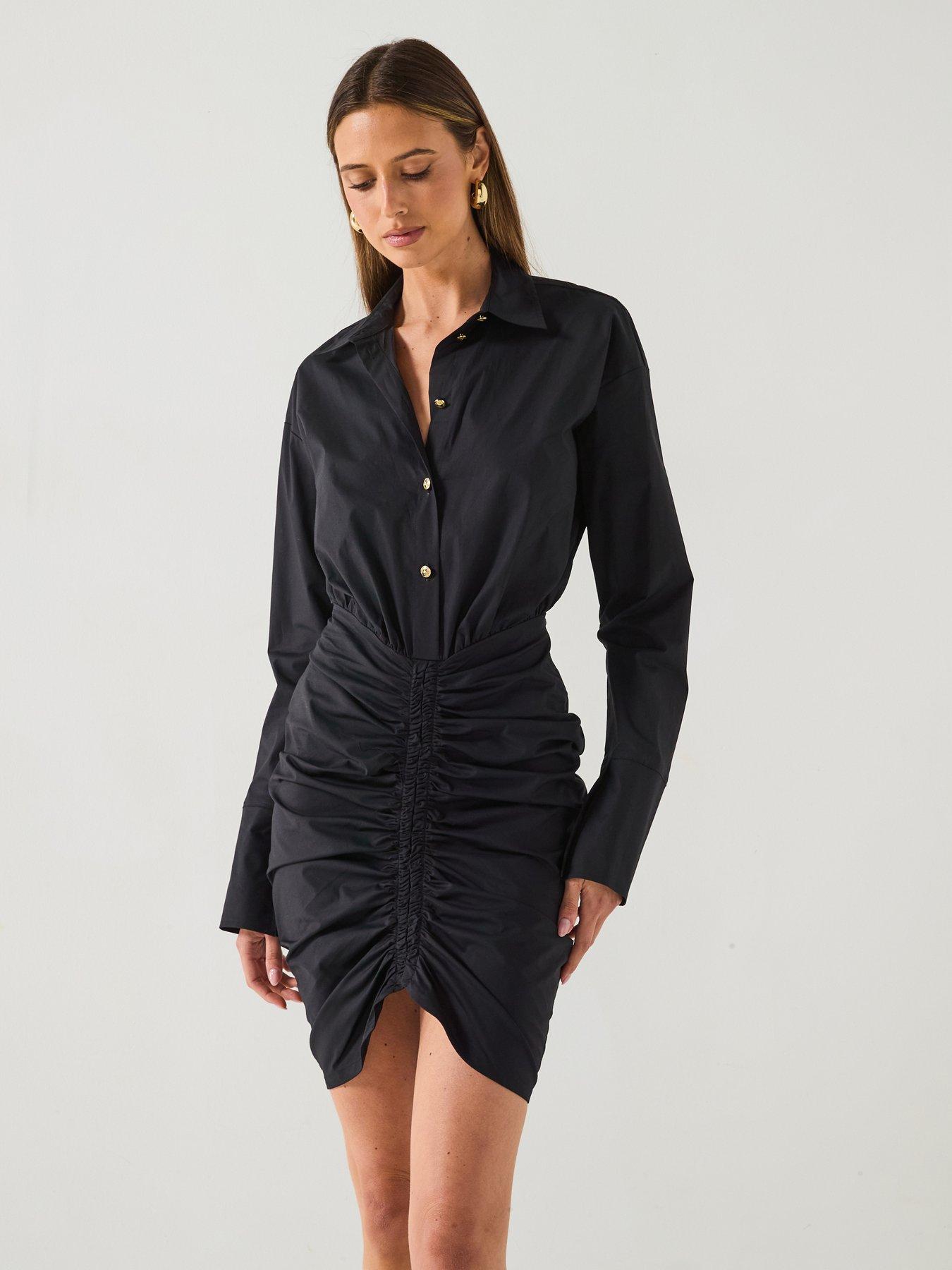Versace Jeans Couture Stretch Mini Shirt Dress - Black