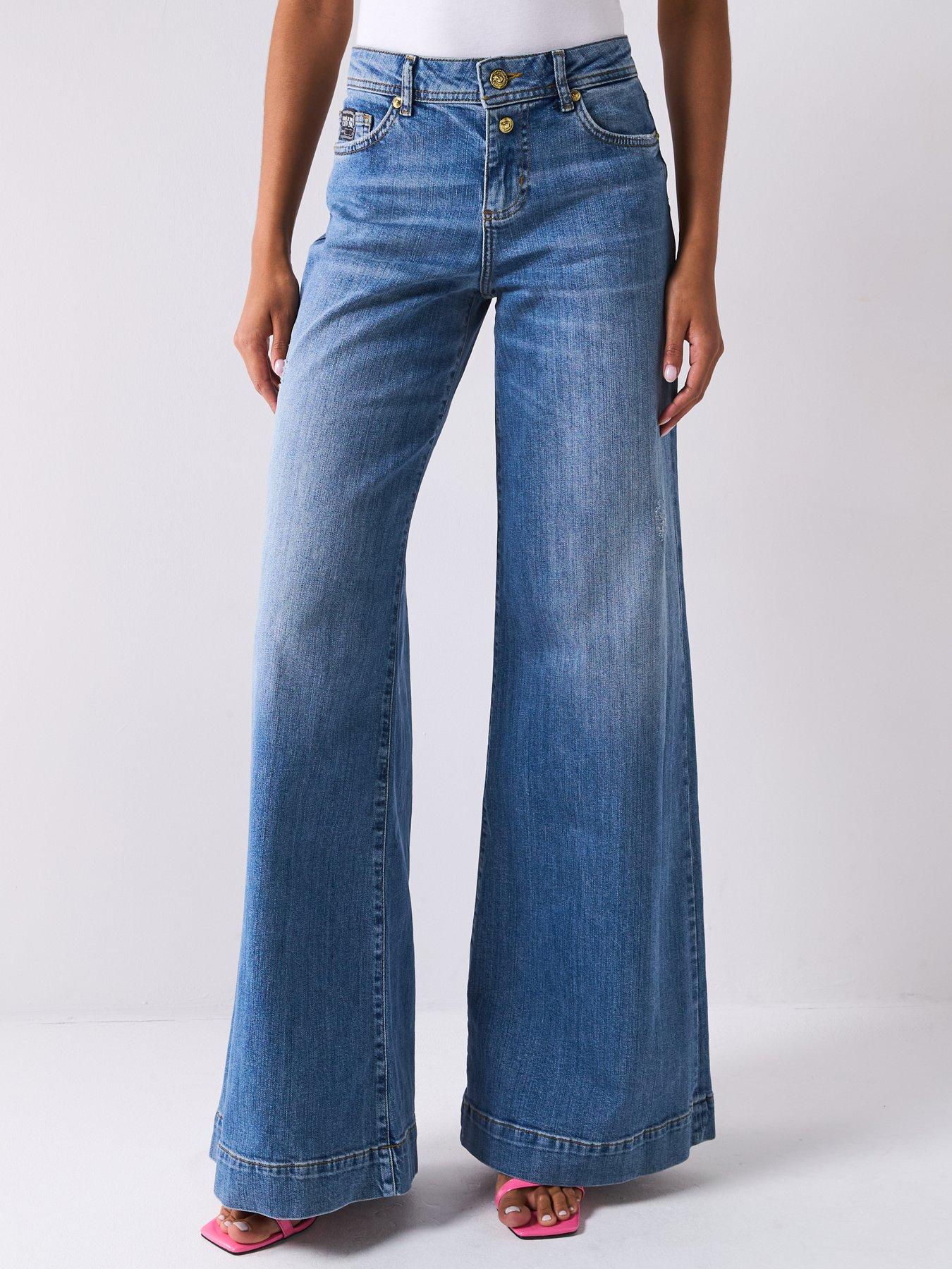 undefined Slim Wide Leg Jeans - Blue