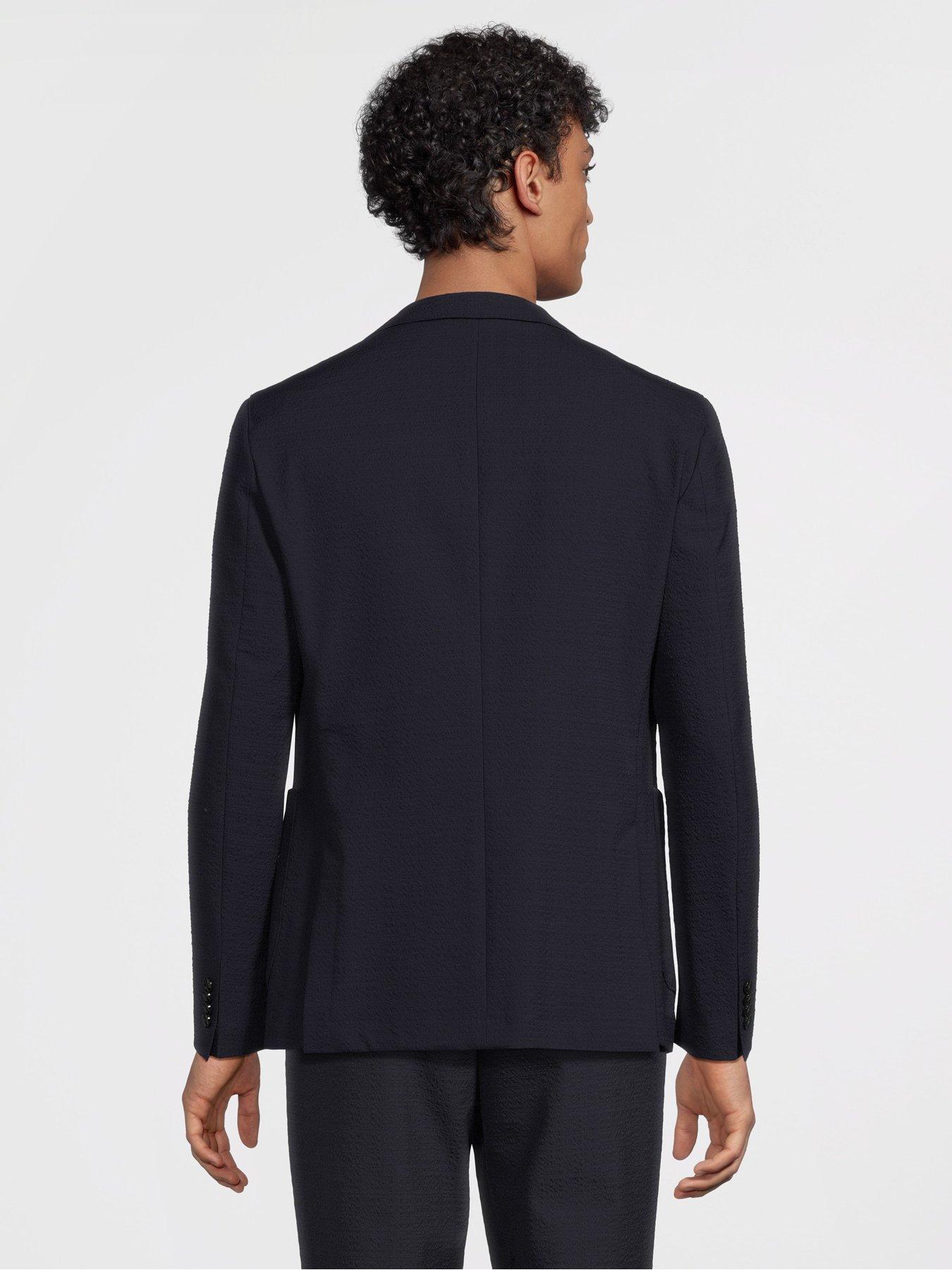 Image 2 of 5 of BOSS C-hanry-252 Slim Fit Seersucker Jacket-navy