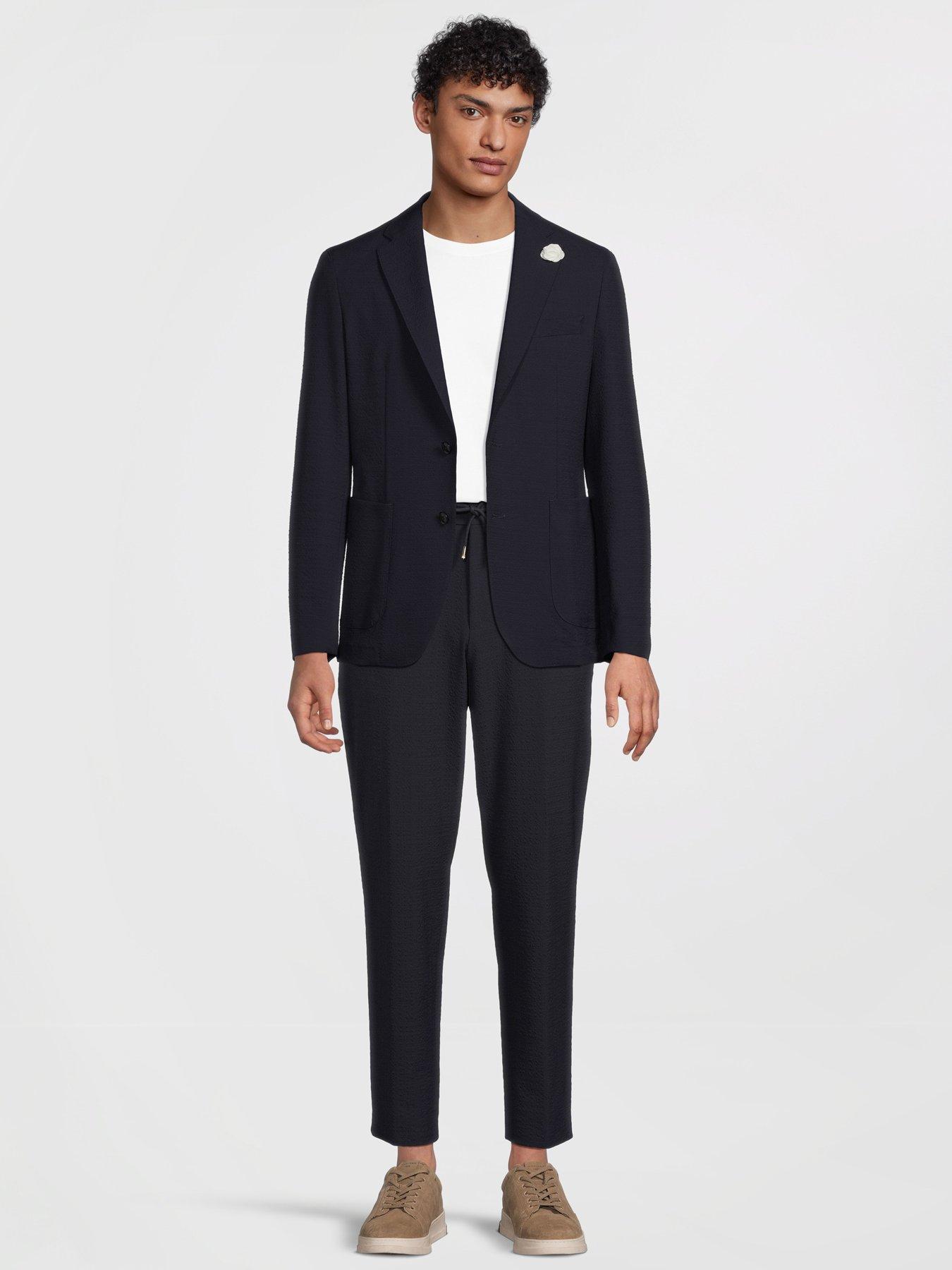 Image 3 of 5 of BOSS C-hanry-252 Slim Fit Seersucker Jacket-navy