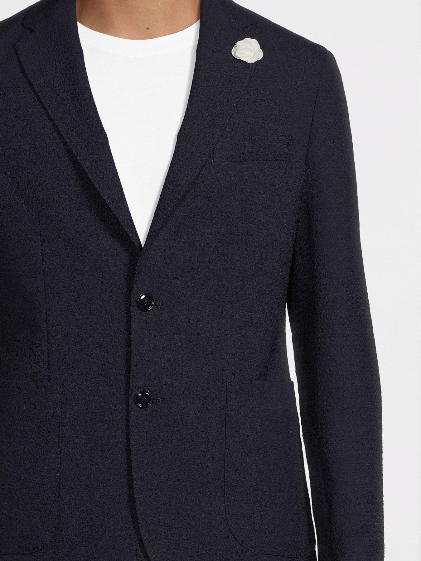 Image 4 of 5 of BOSS C-hanry-252 Slim Fit Seersucker Jacket-navy