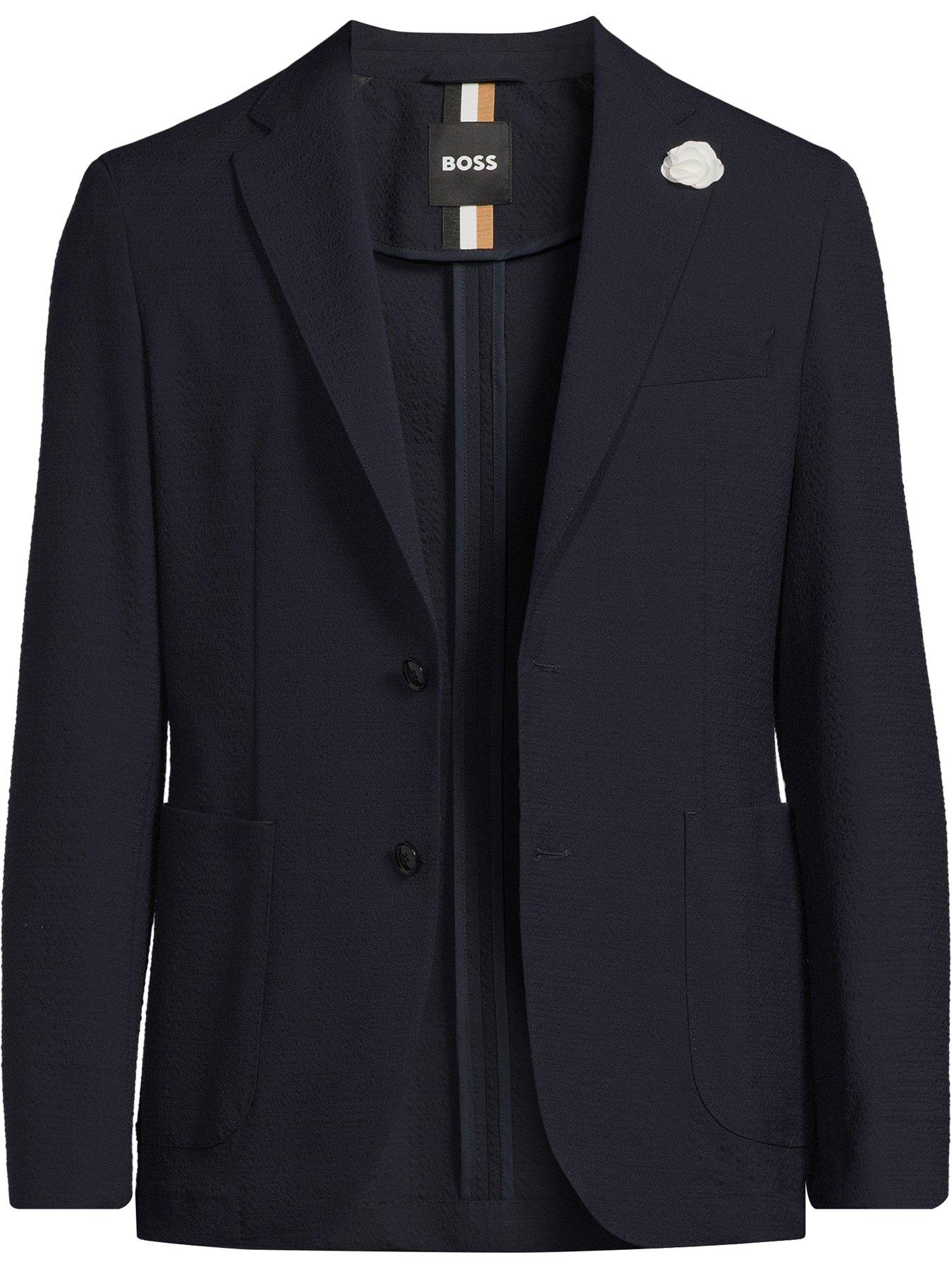 Image 5 of 5 of BOSS C-hanry-252 Slim Fit Seersucker Jacket-navy