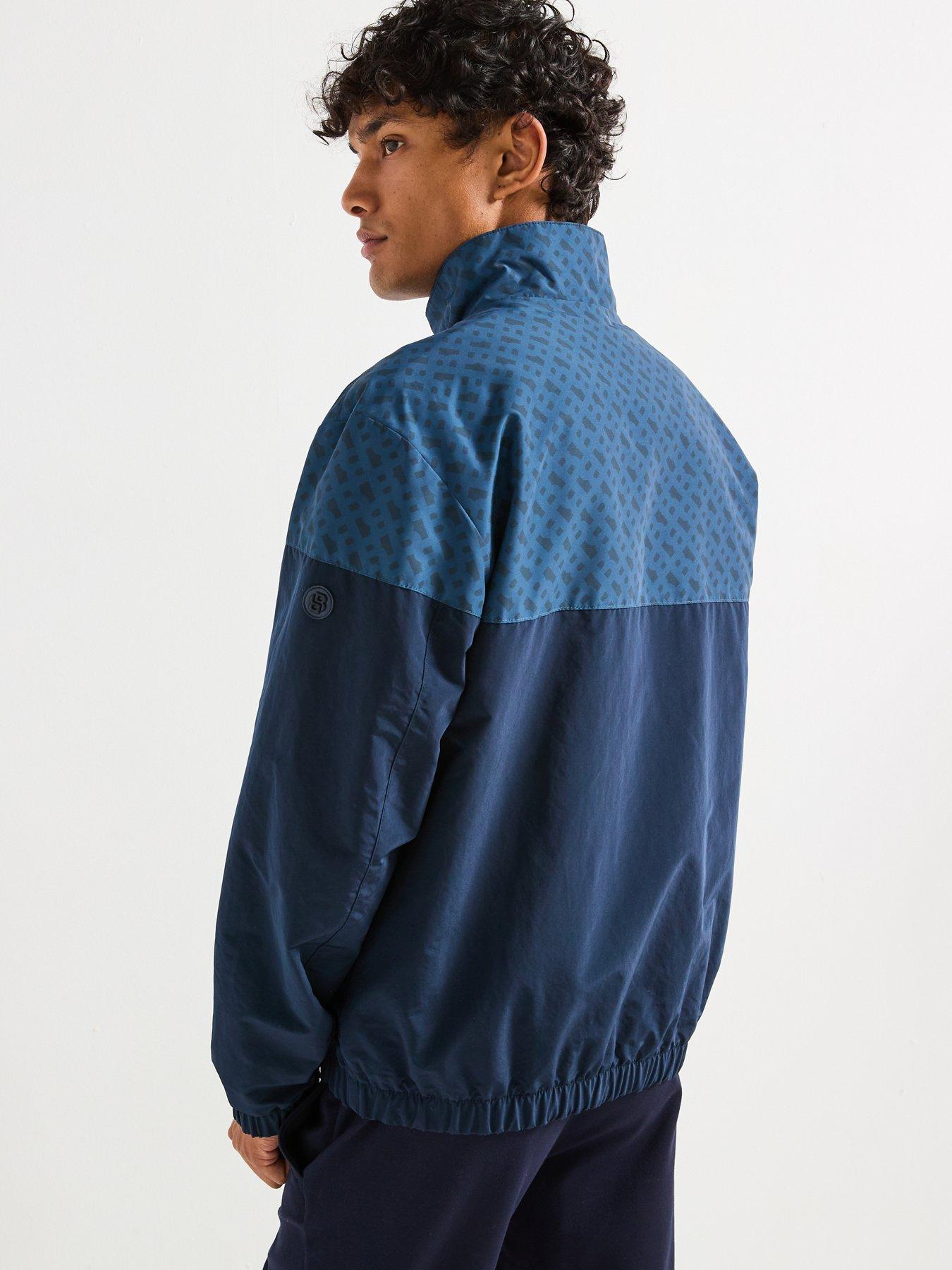 Image 2 of 6 of BOSS C-Cireno Regular Fit Monogram Print Harrington Jacket - Navy/Dark Blue
