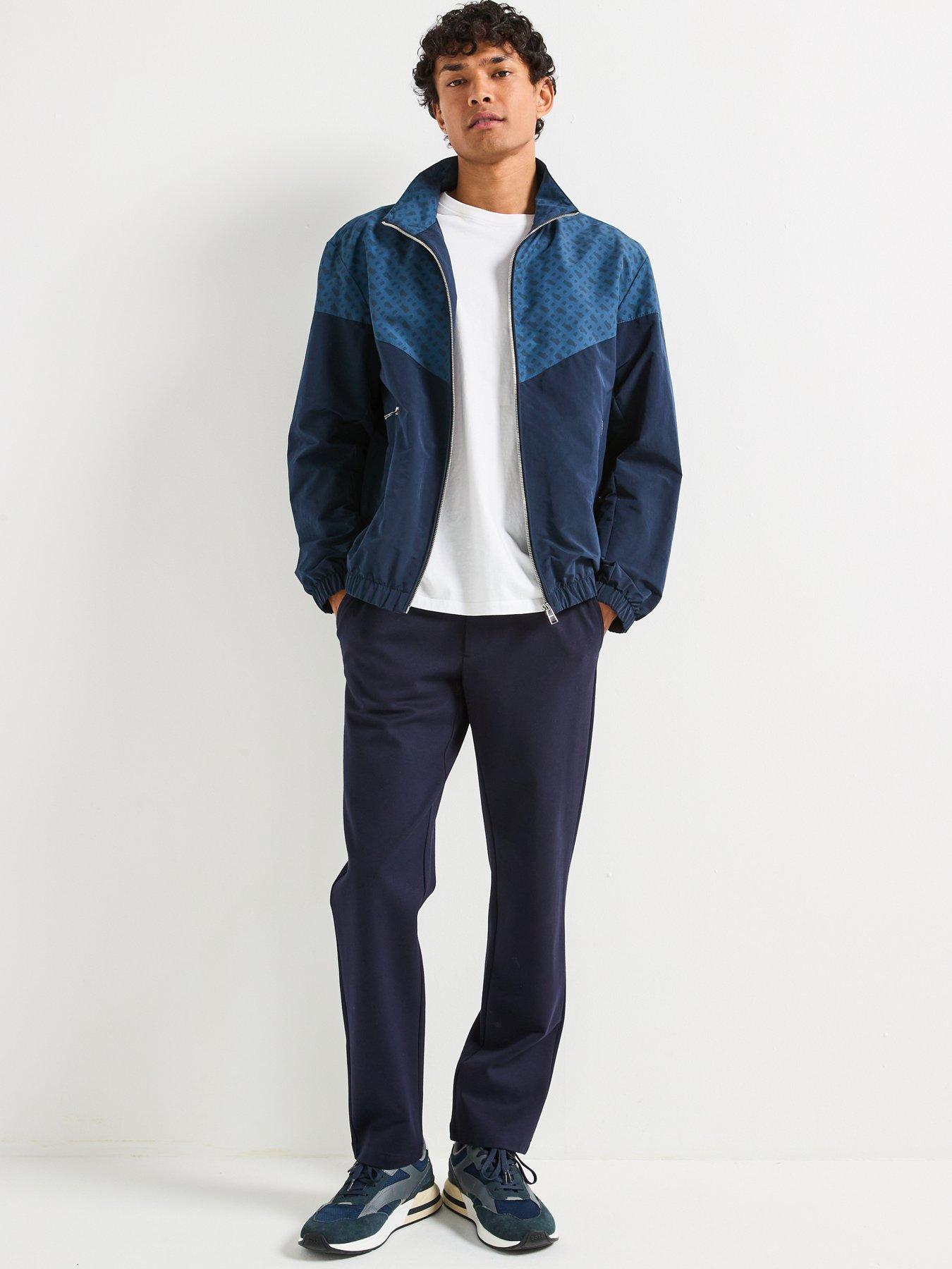 Image 3 of 6 of BOSS C-Cireno Regular Fit Monogram Print Harrington Jacket - Navy/Dark Blue