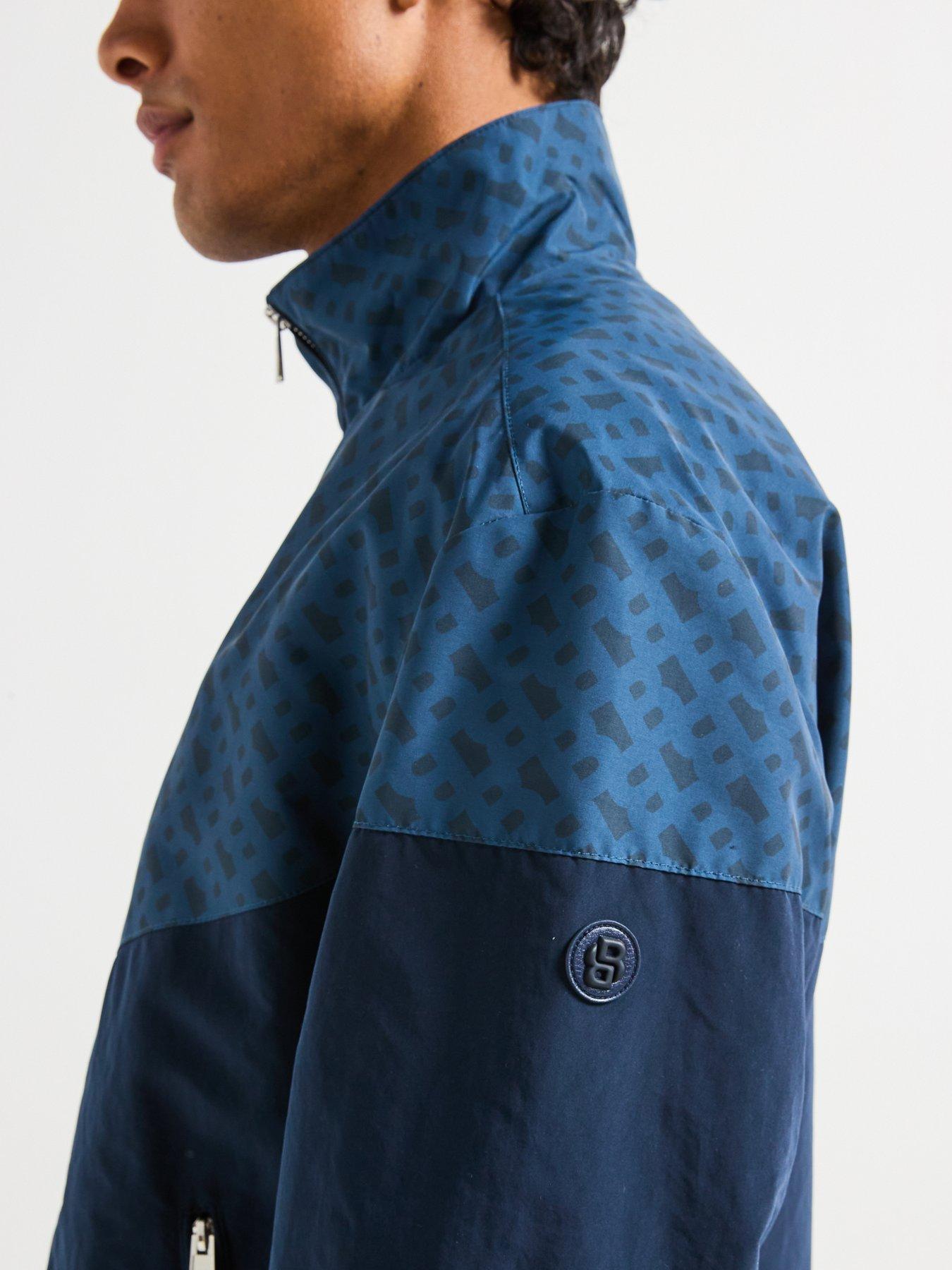 Image 5 of 6 of BOSS C-Cireno Regular Fit Monogram Print Harrington Jacket - Navy/Dark Blue