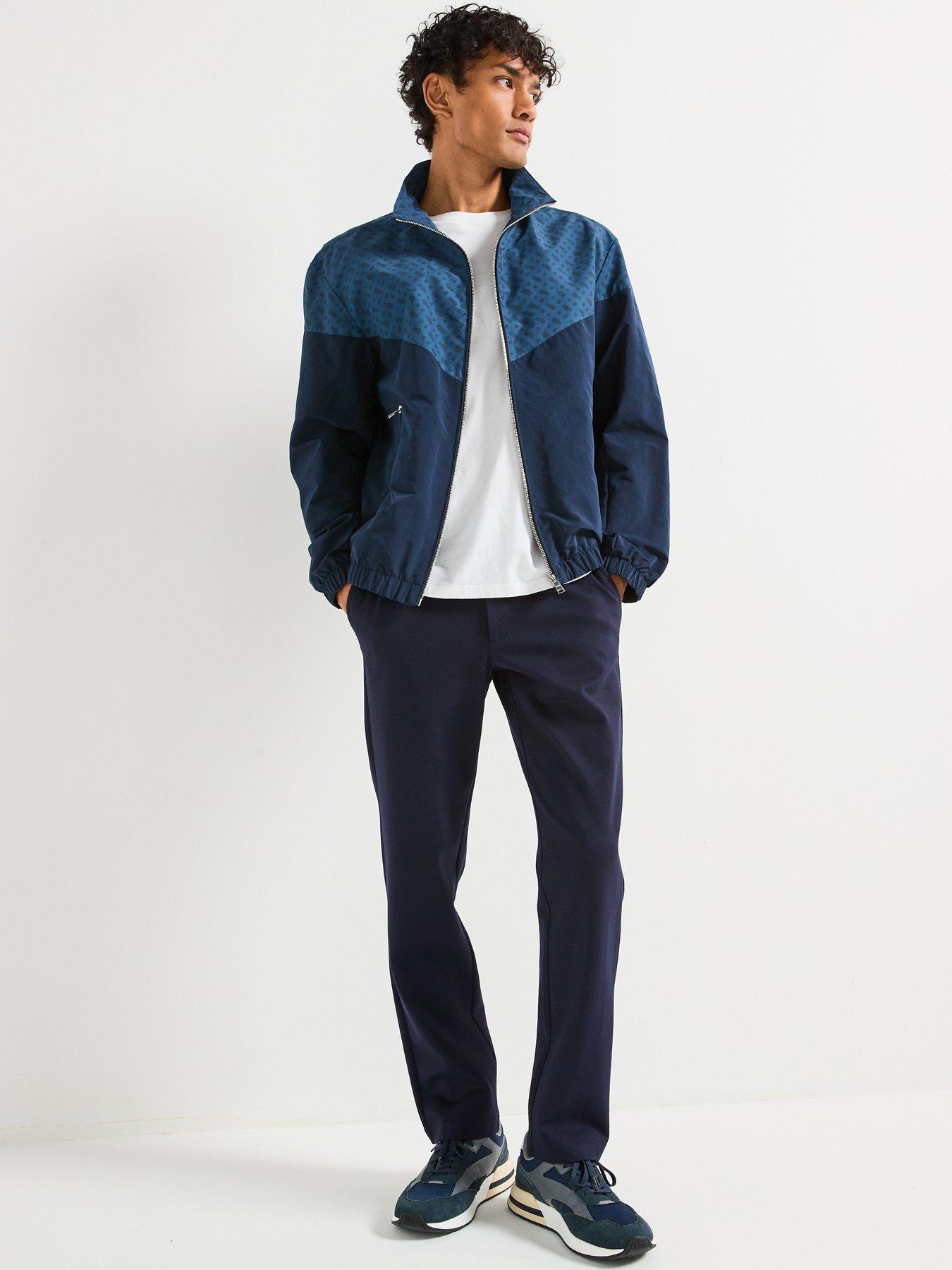 Image 6 of 6 of BOSS C-Cireno Regular Fit Monogram Print Harrington Jacket - Navy/Dark Blue