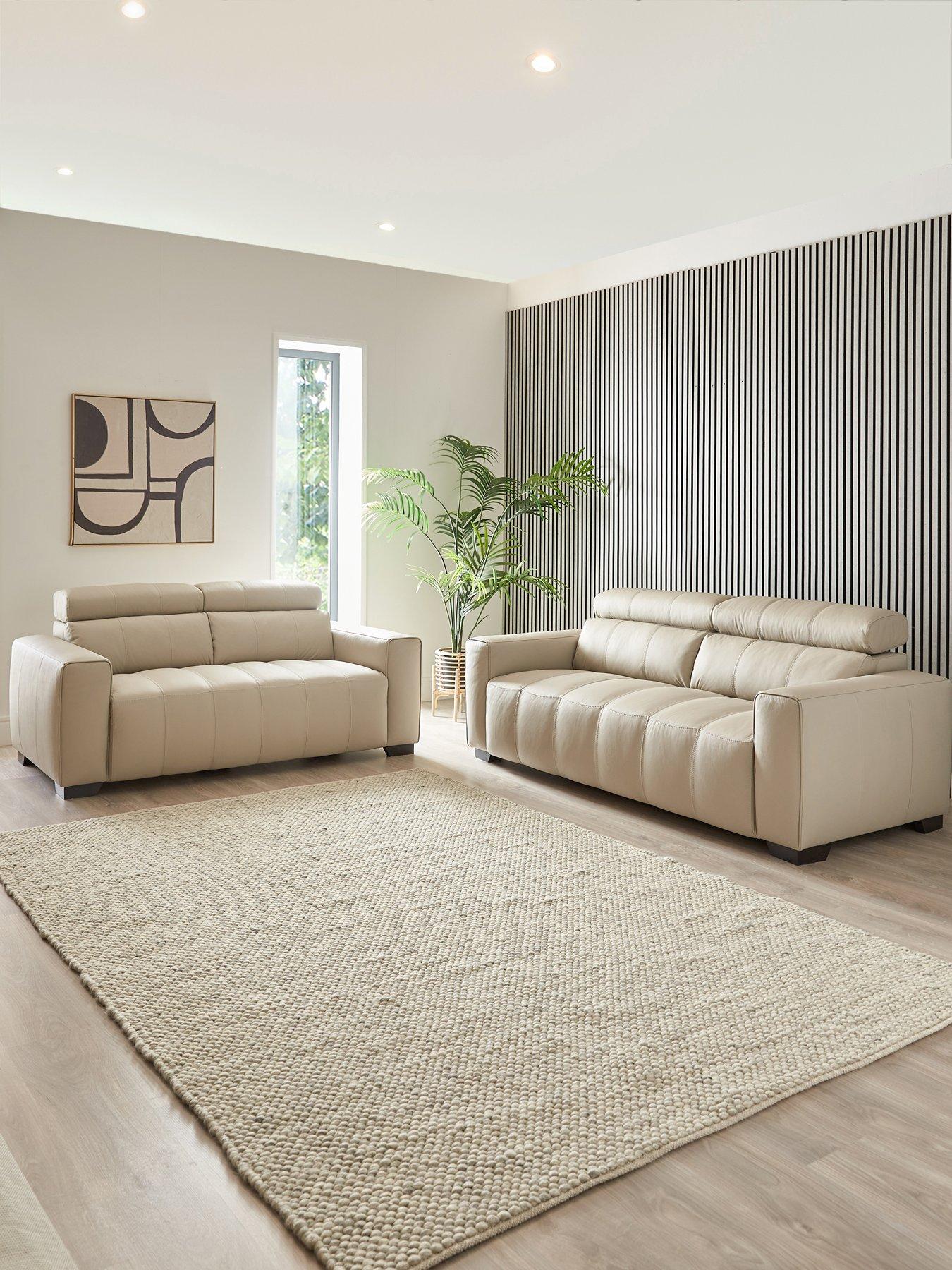 The Very Collection Cannes Italian Leather 3 Seater + 2 Seater Sofa Set