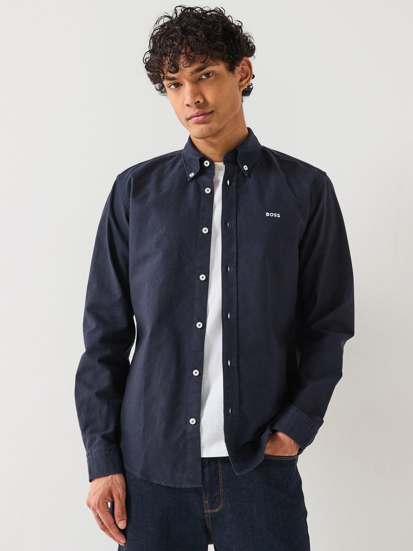 boss-roan-slim-fit-button-down-logo-oxford-shirt--navyfront