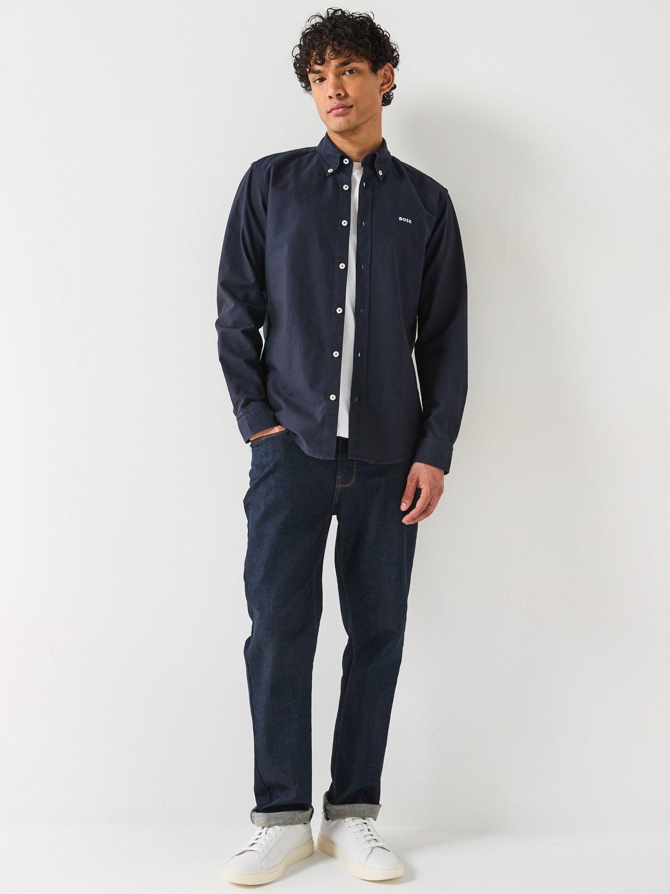 boss-roan-slim-fit-button-down-logo-oxford-shirt--navyback
