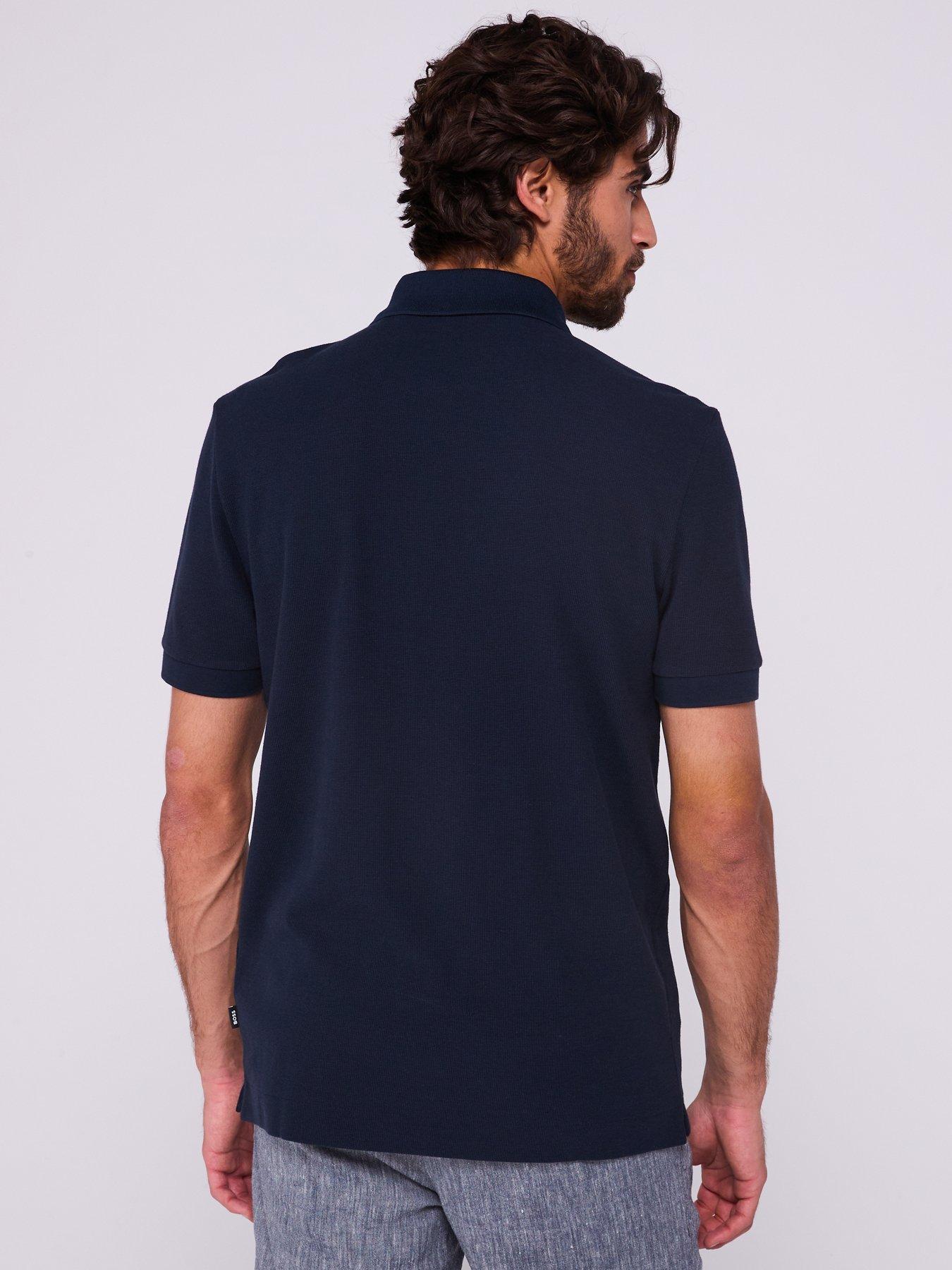 Image 2 of 5 of BOSS H-Paras 120 Regular Fit 1/4 Zip Polo Shirt - Dark Blue
